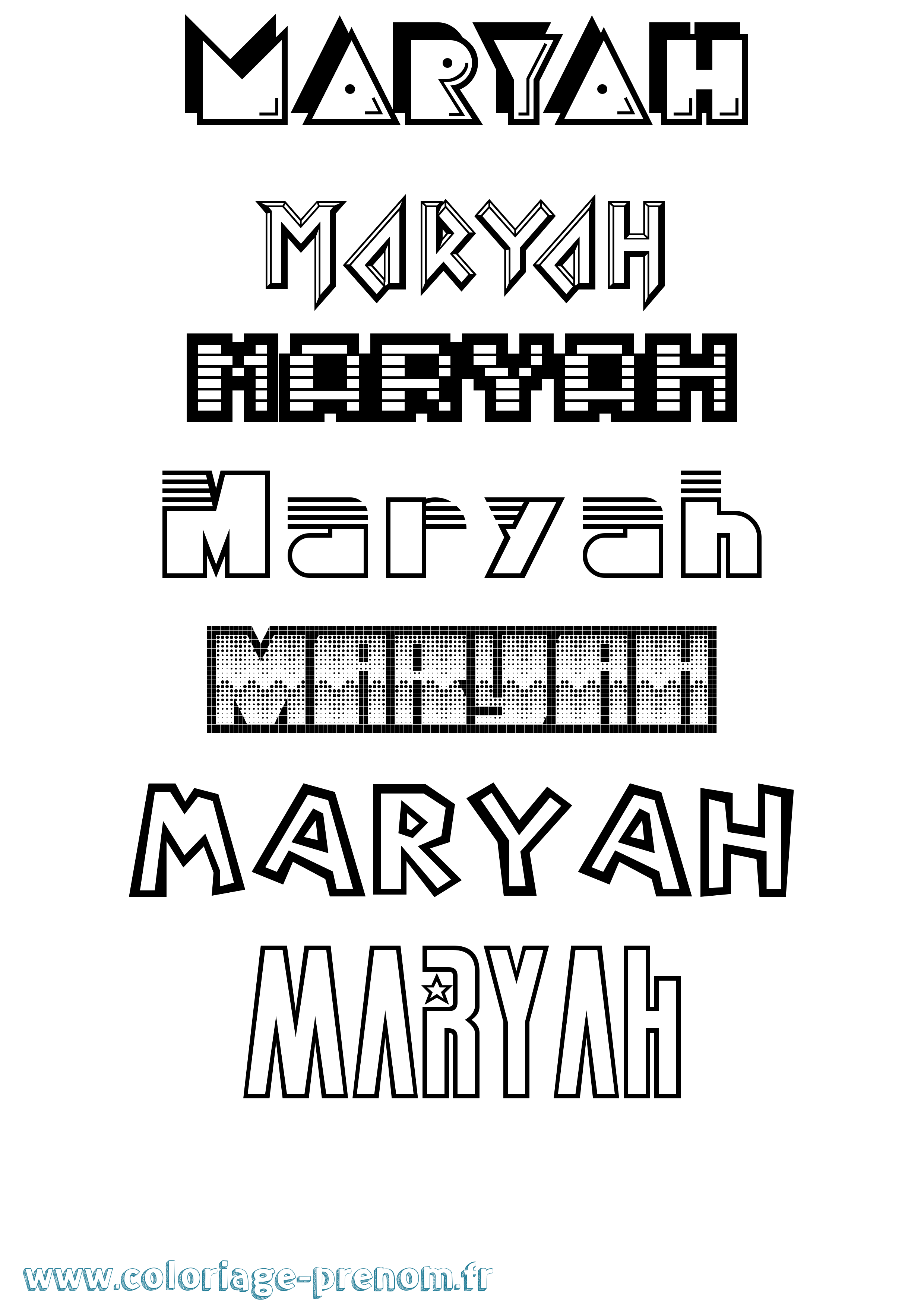 Coloriage prénom Maryah Jeux Vidéos