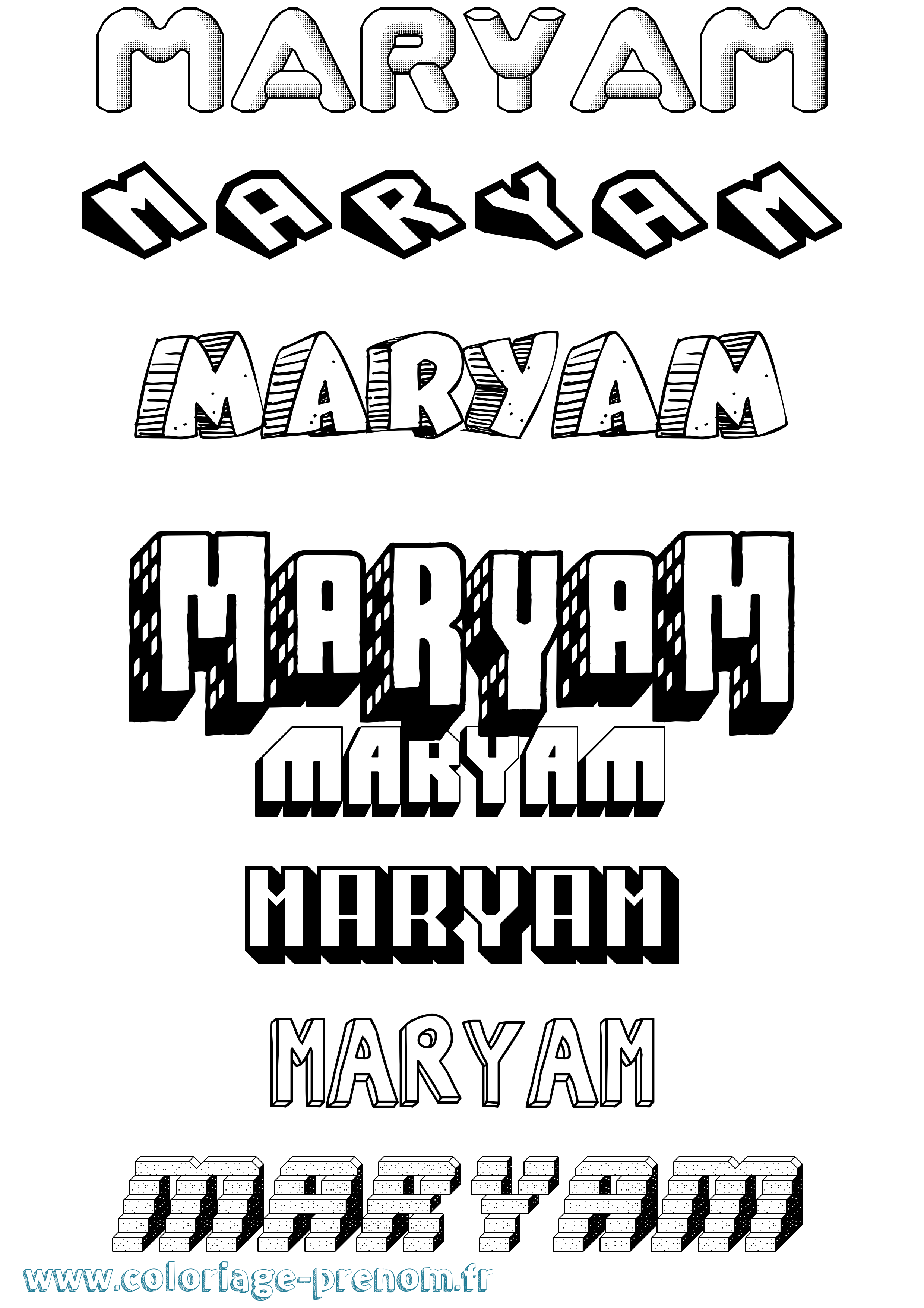 Coloriage prénom Maryam Effet 3D