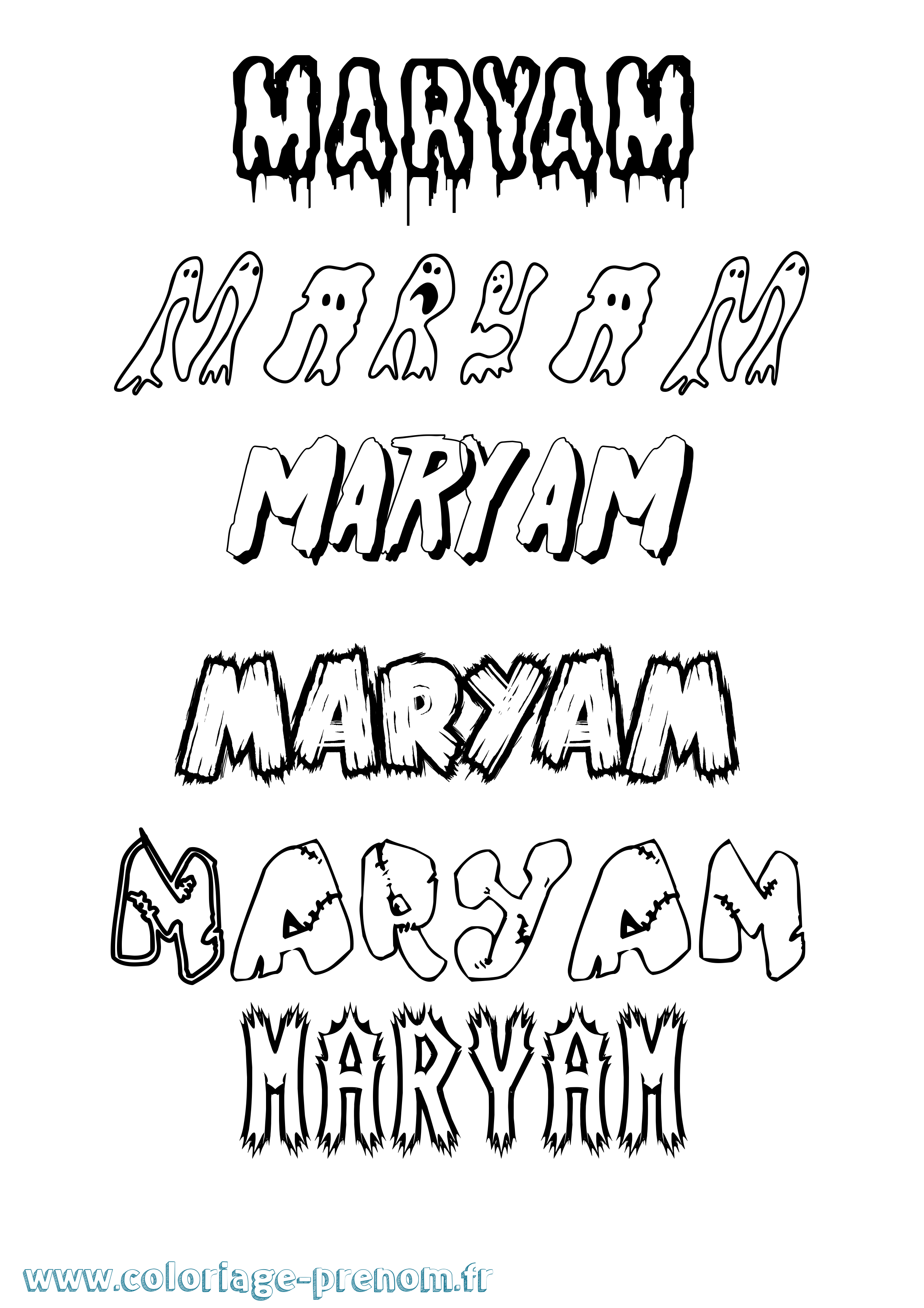 Coloriage prénom Maryam Frisson