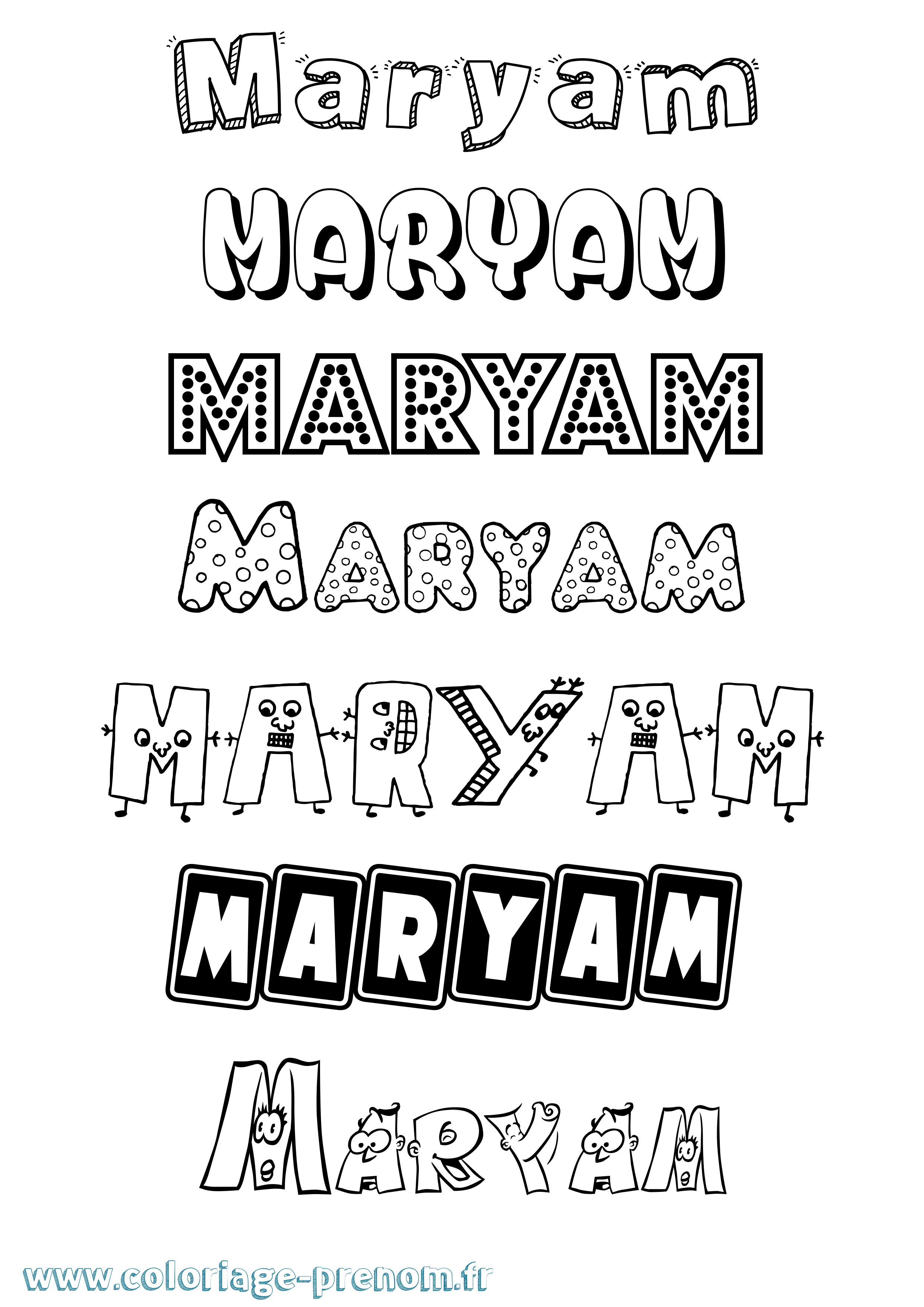 Coloriage prénom Maryam Fun