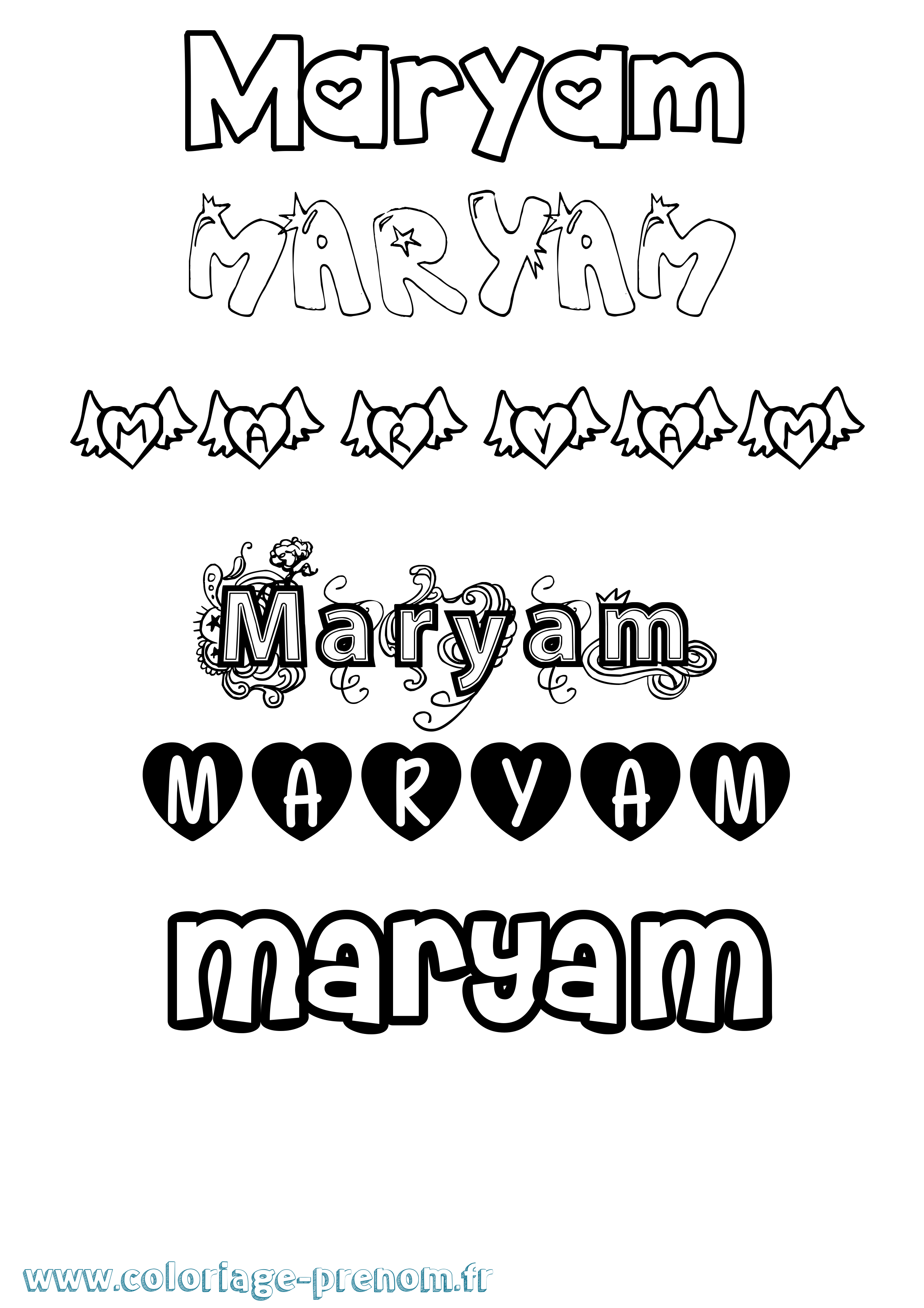 Coloriage prénom Maryam Girly