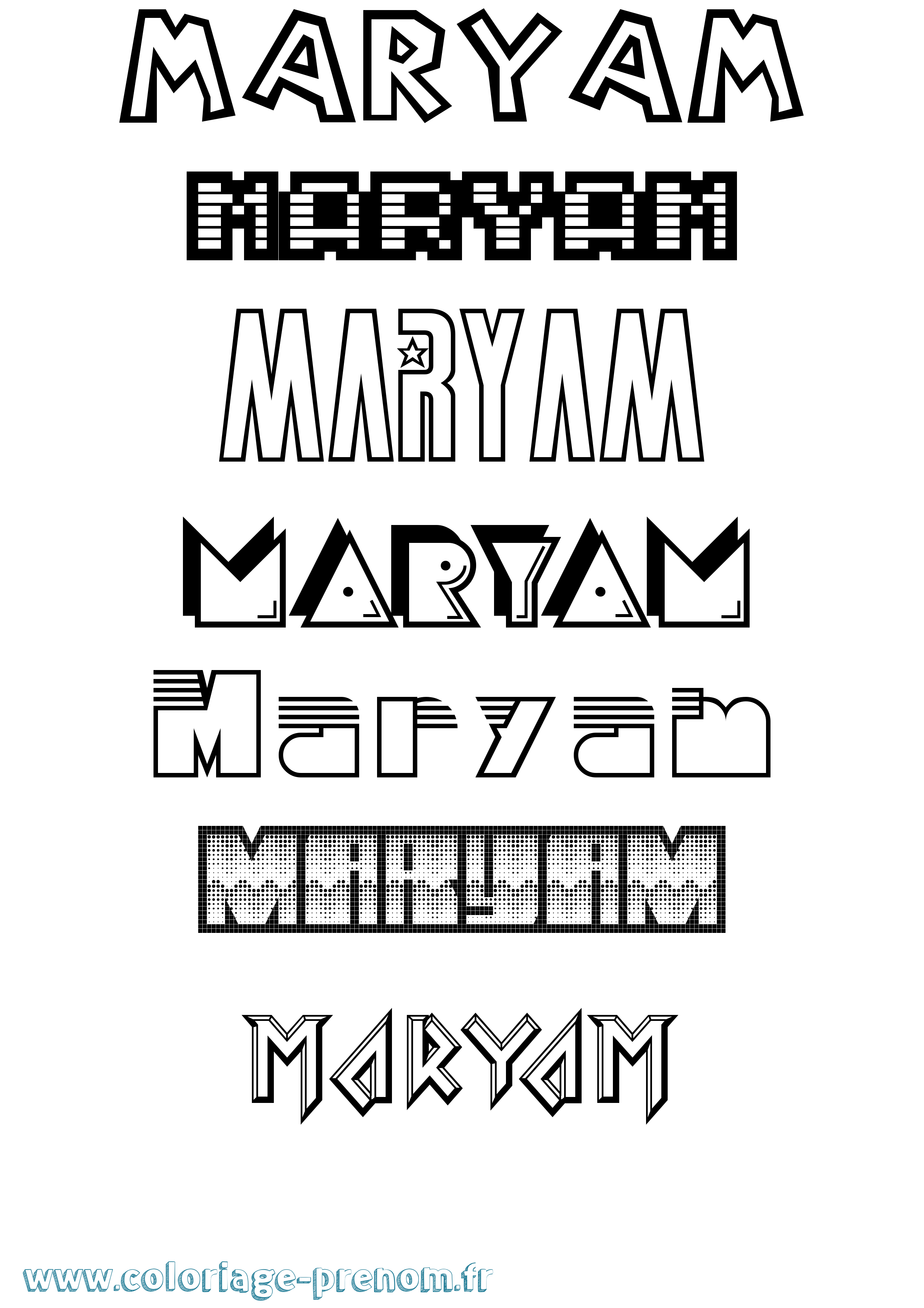 Coloriage prénom Maryam Jeux Vidéos
