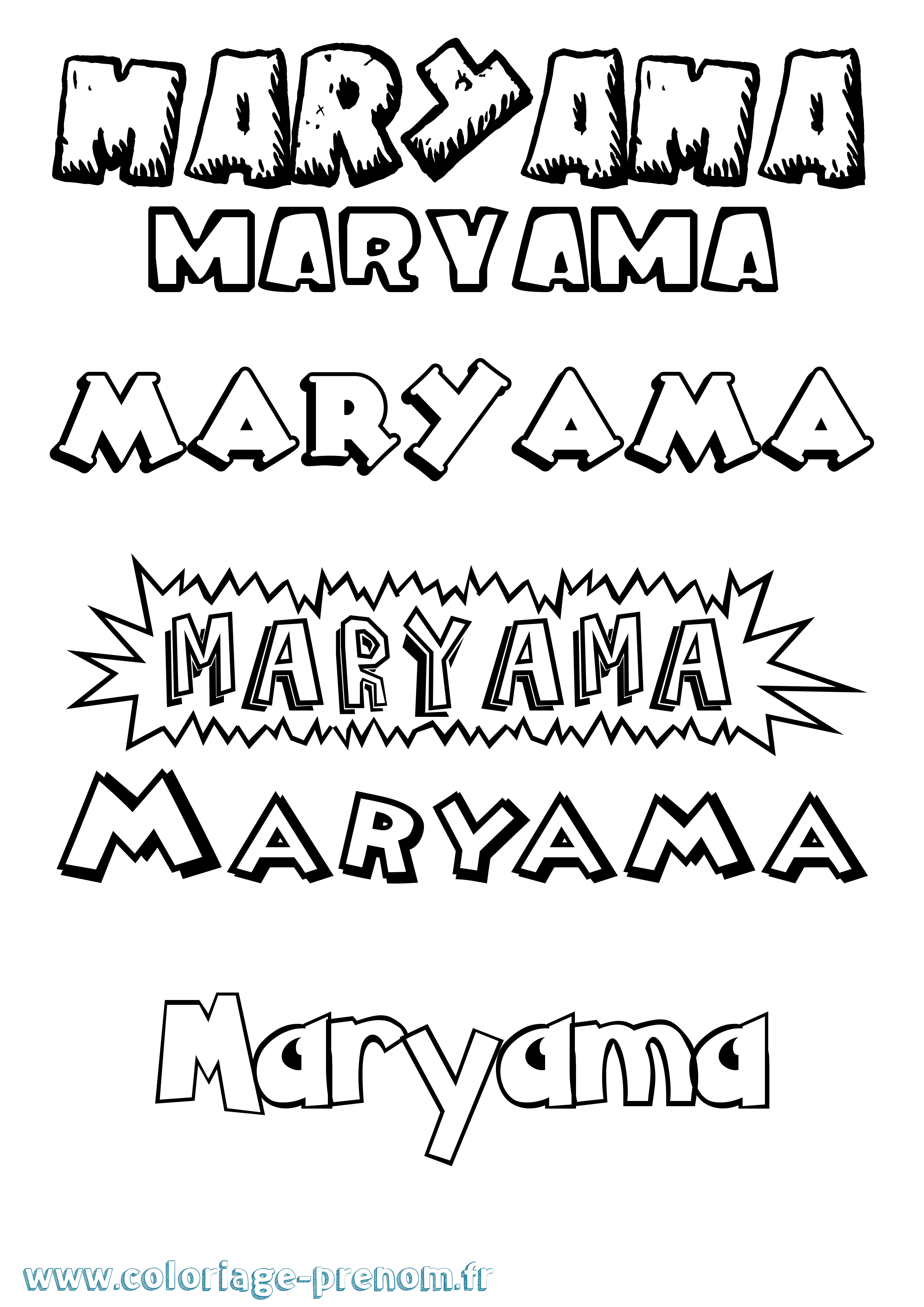 Coloriage prénom Maryama Dessin Animé