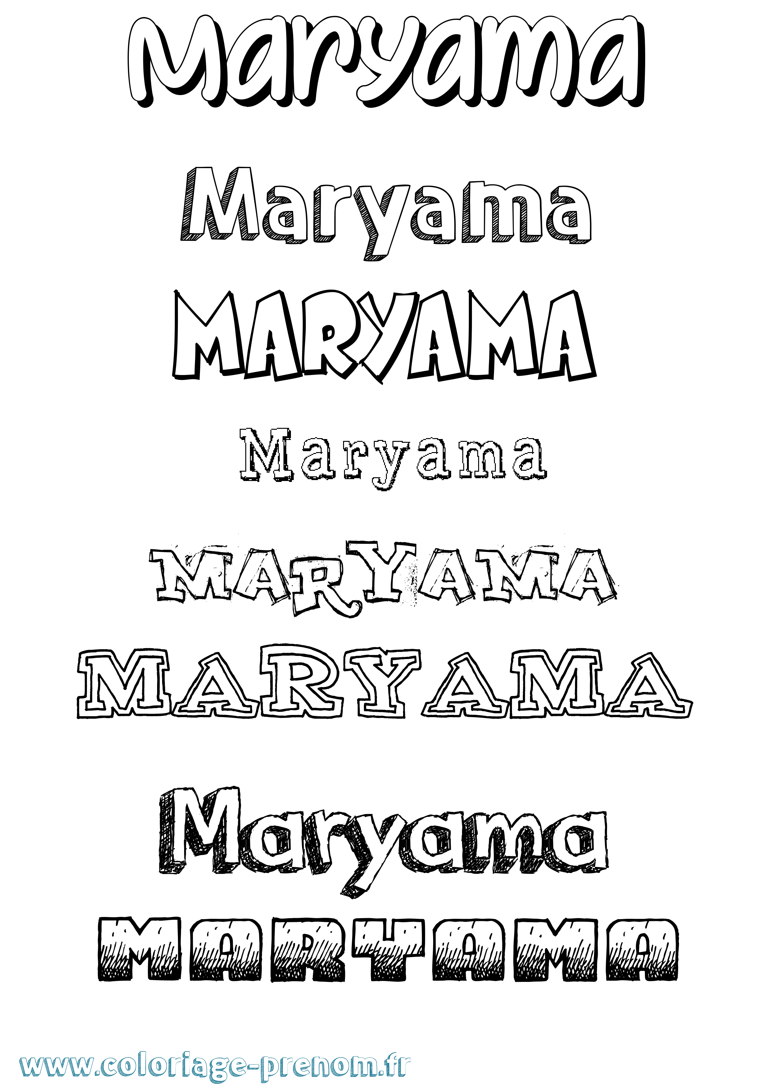 Coloriage prénom Maryama Dessiné