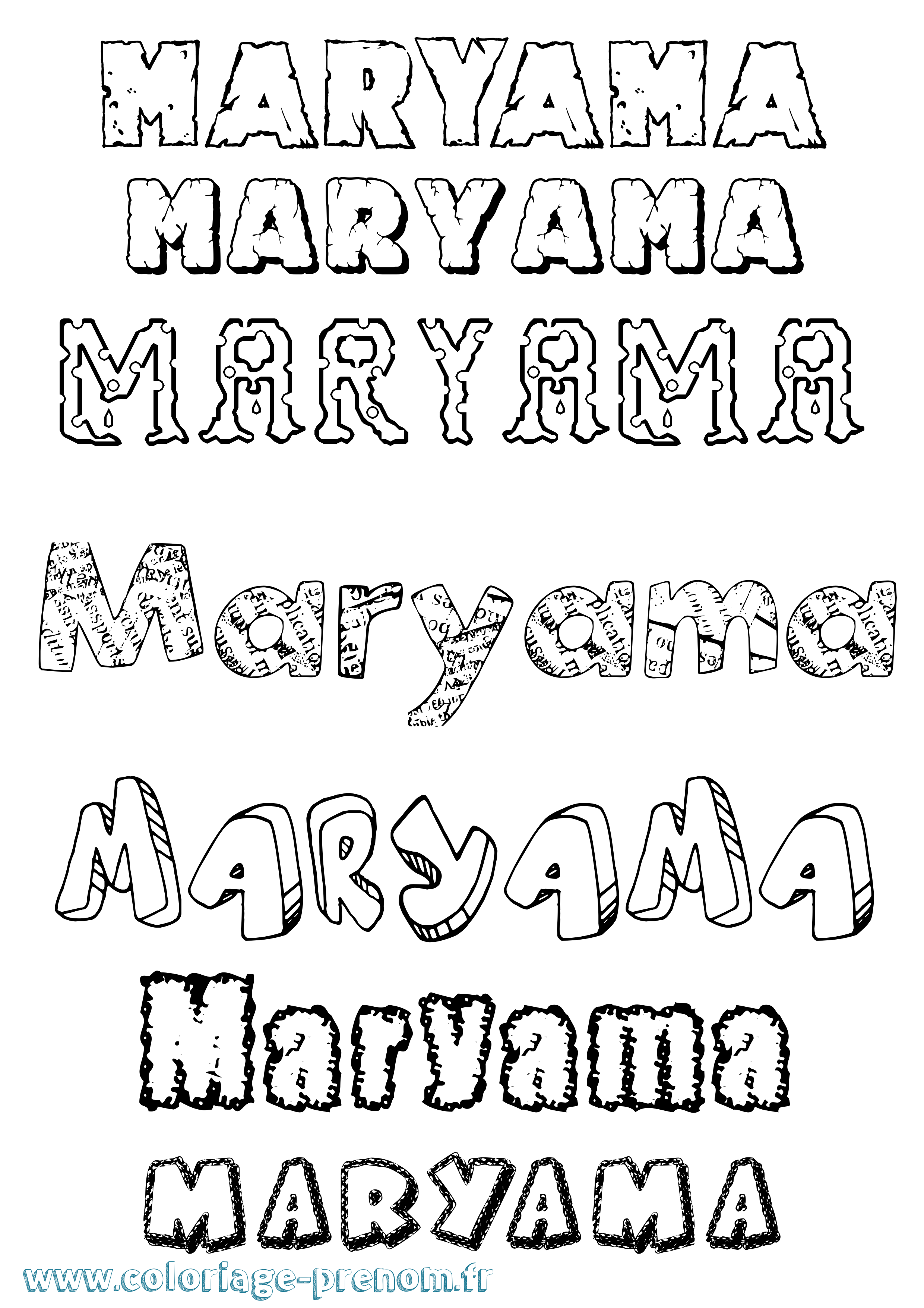 Coloriage prénom Maryama Destructuré