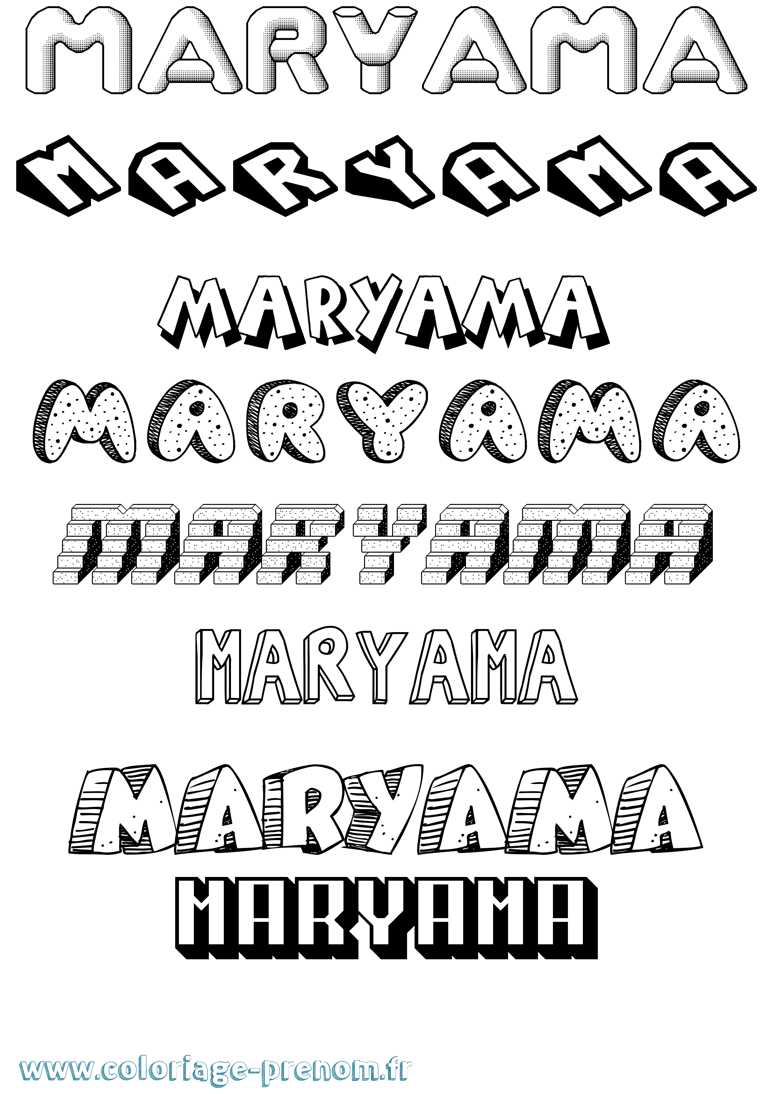Coloriage prénom Maryama Effet 3D
