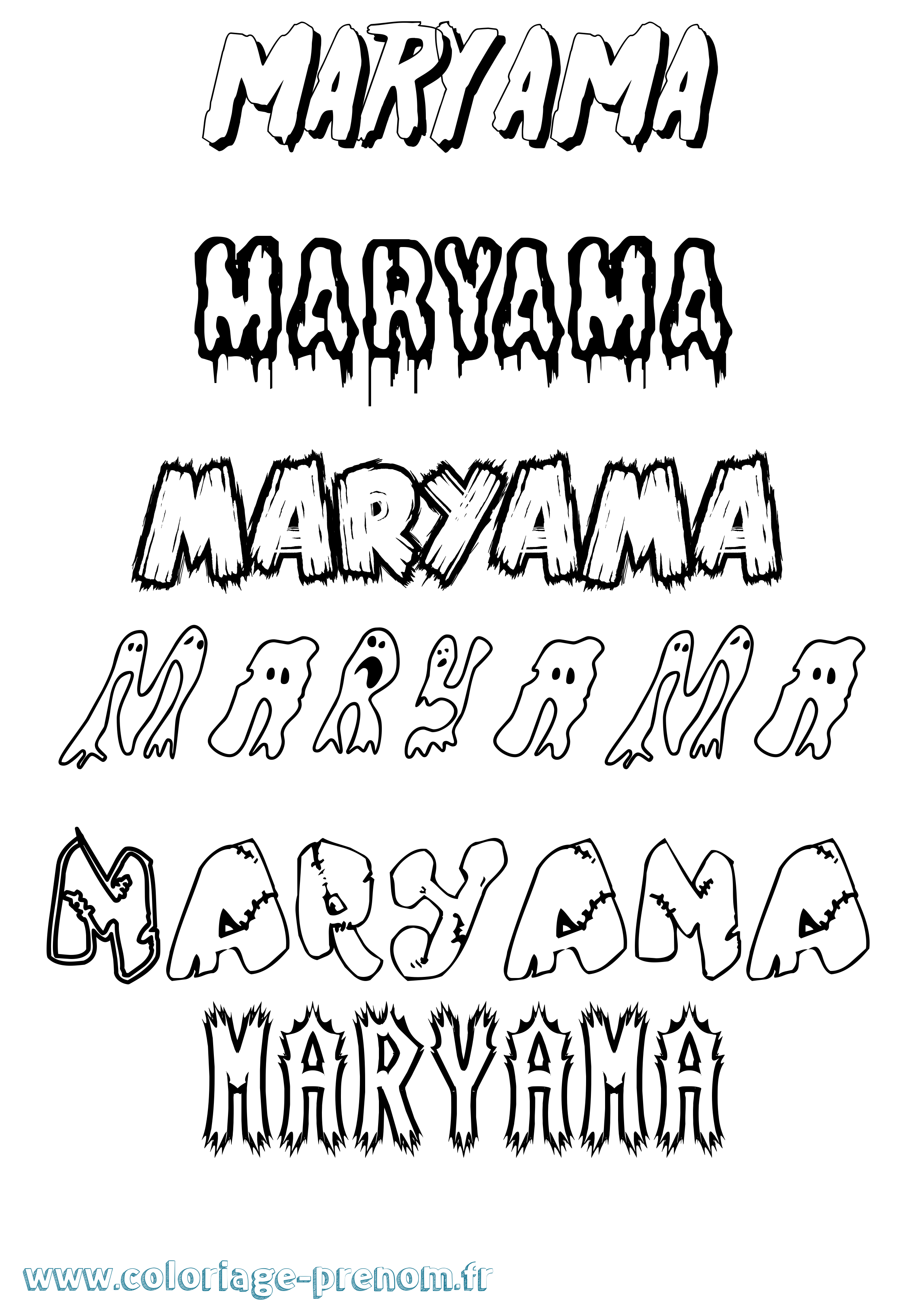 Coloriage prénom Maryama Frisson
