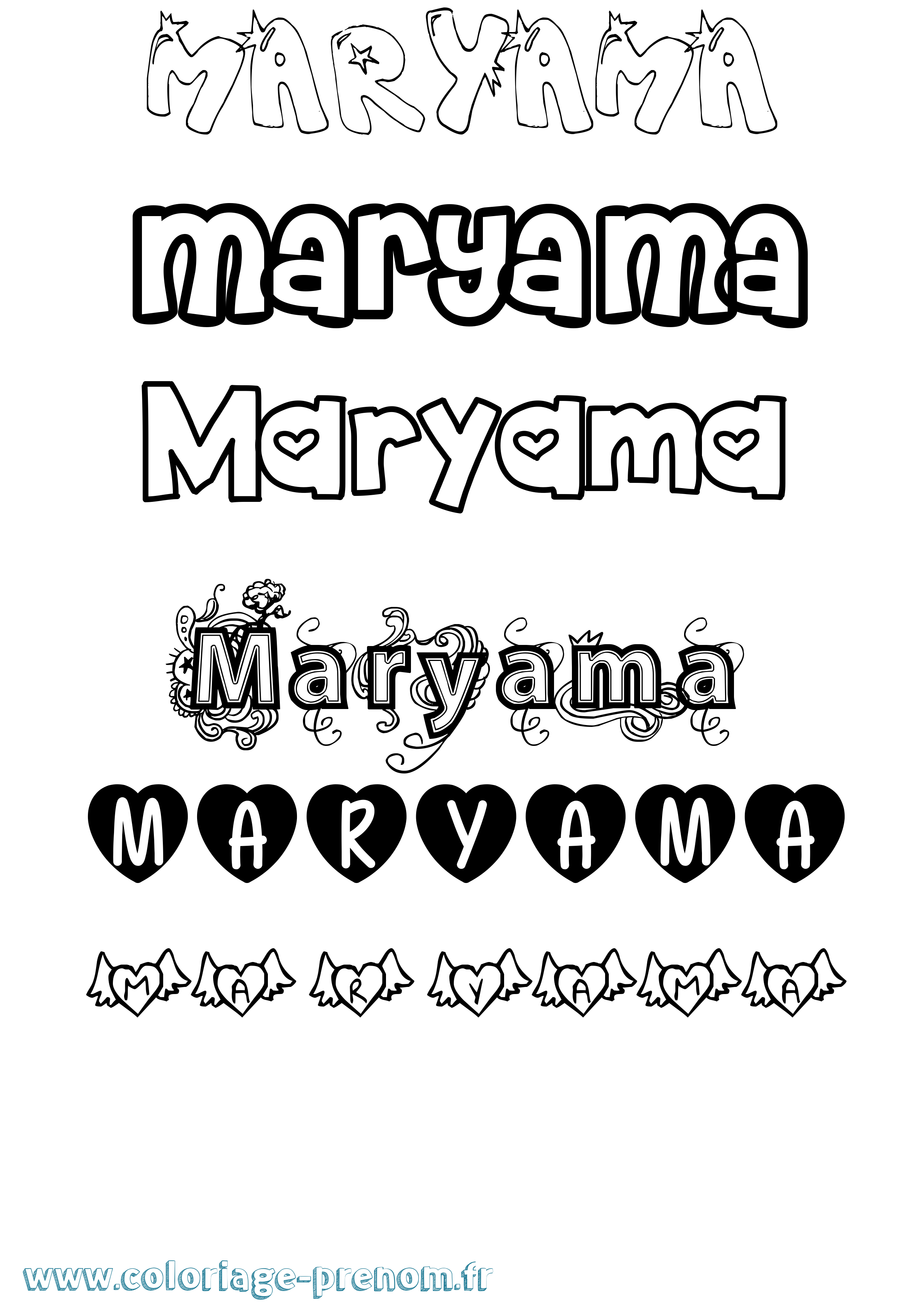 Coloriage prénom Maryama Girly