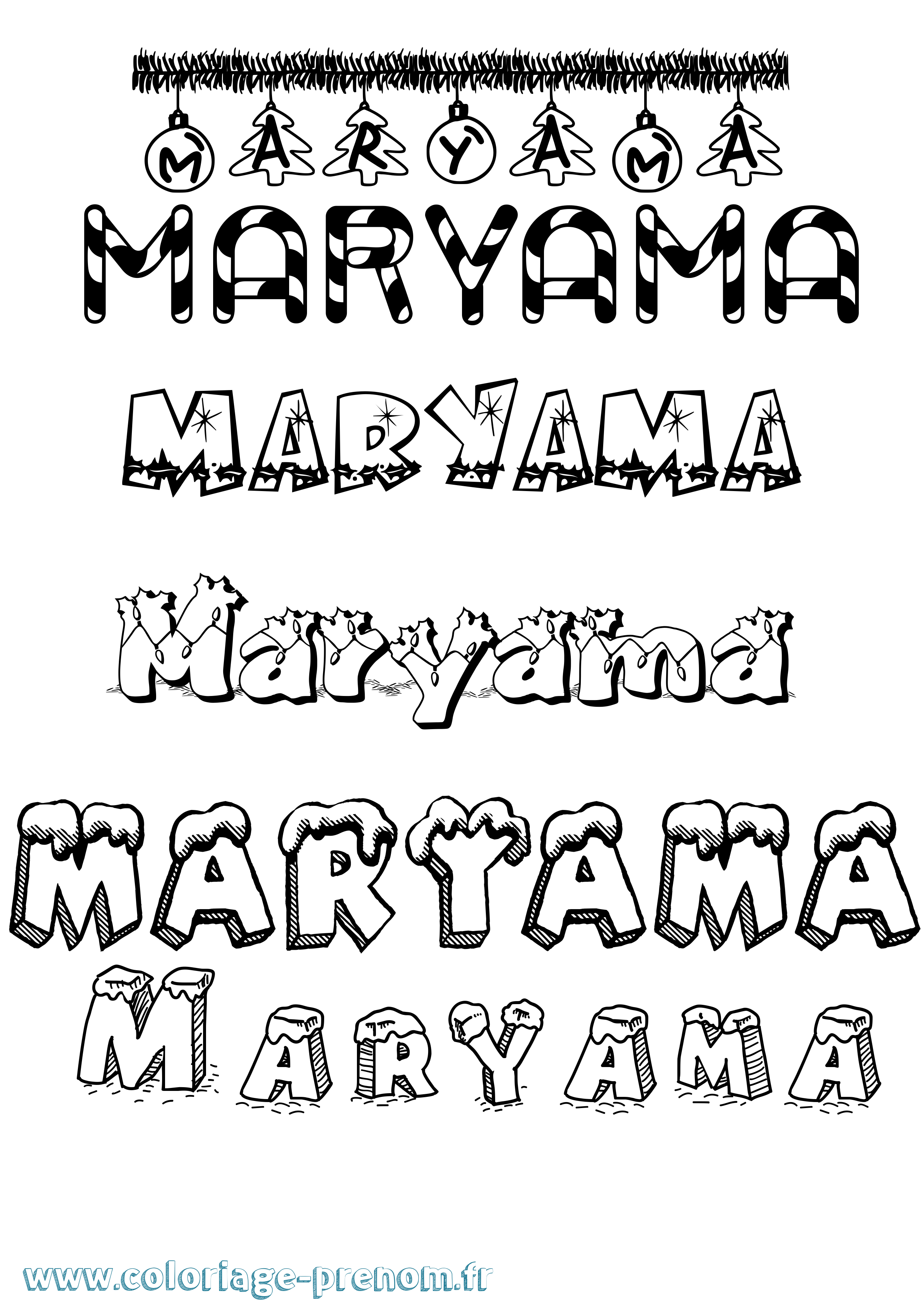 Coloriage prénom Maryama Noël