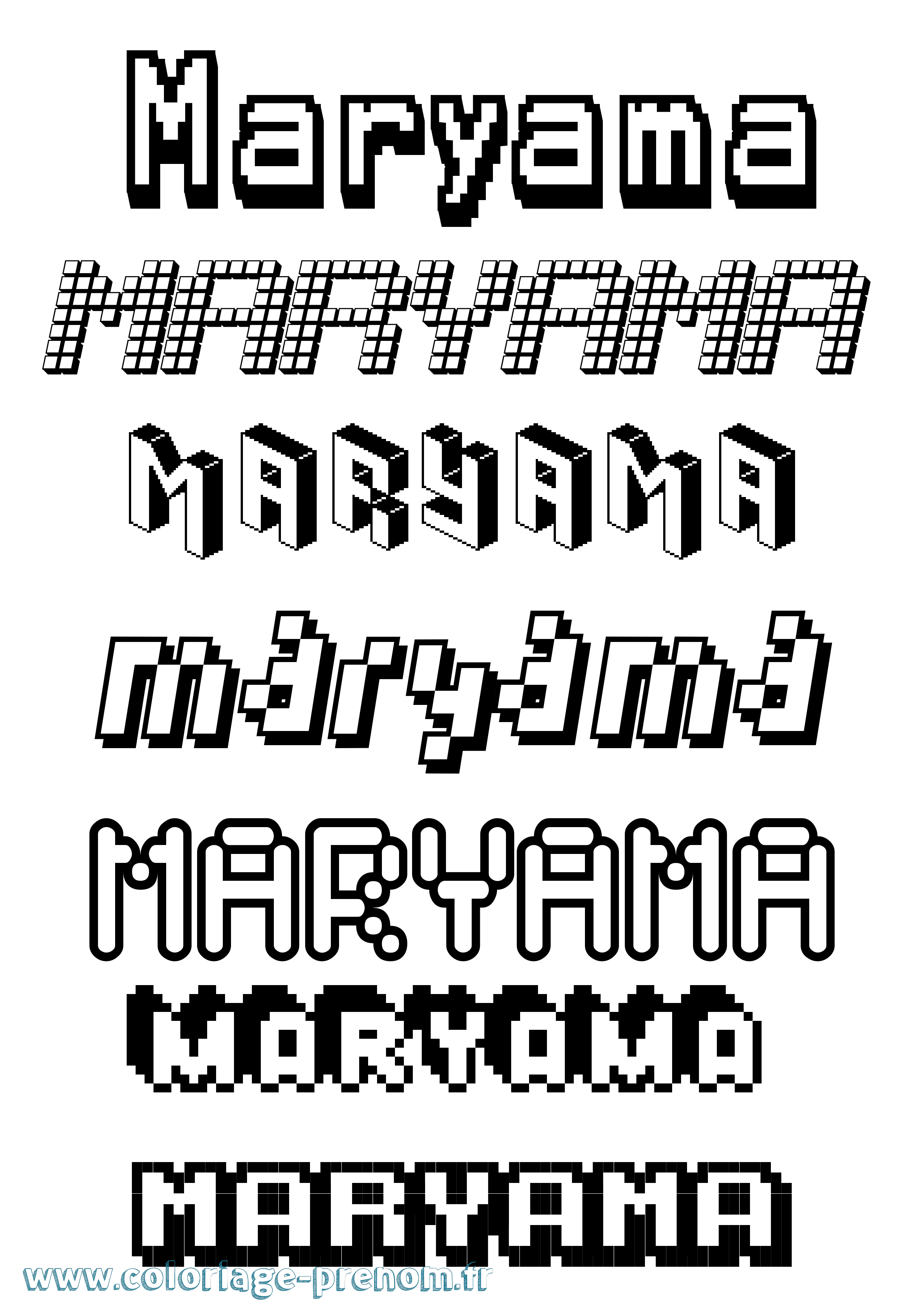 Coloriage prénom Maryama Pixel