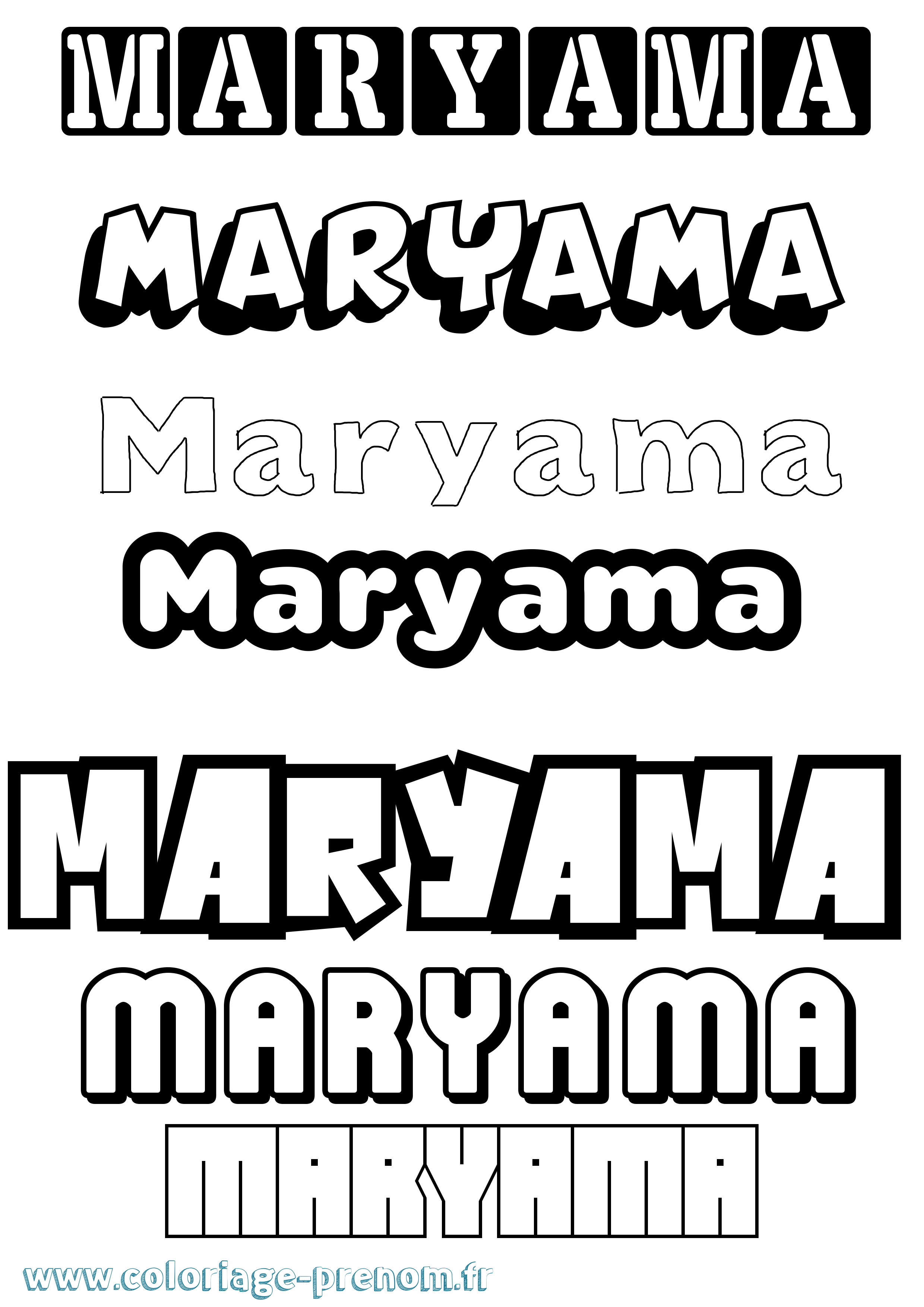 Coloriage prénom Maryama Simple