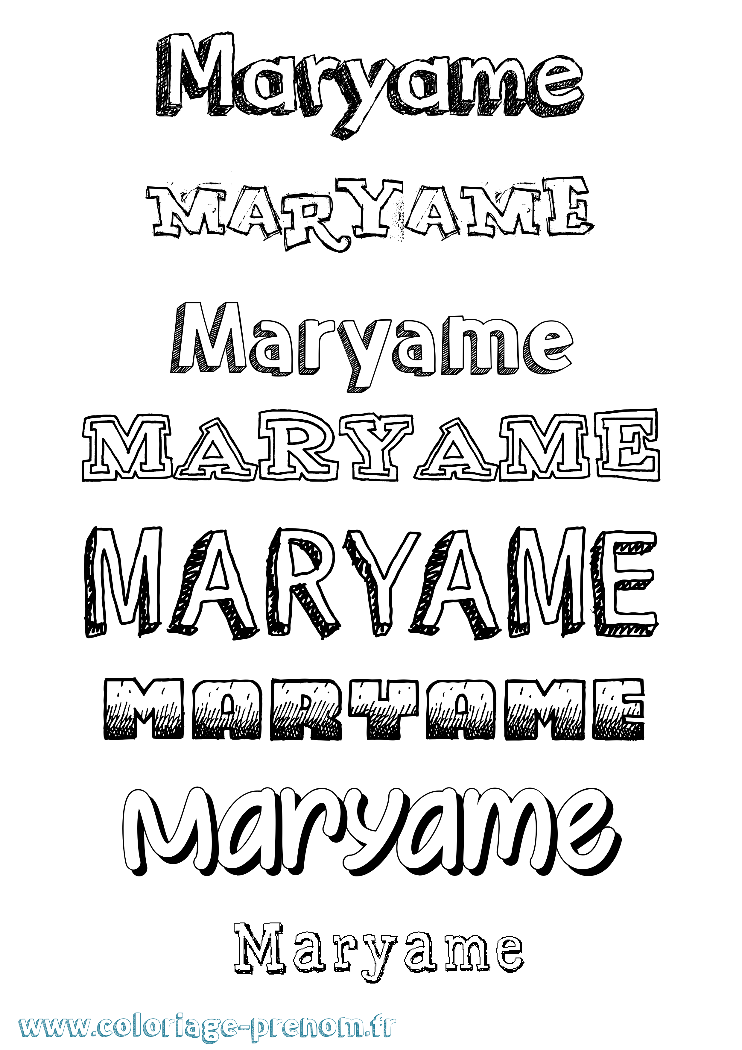 Coloriage prénom Maryame Dessiné
