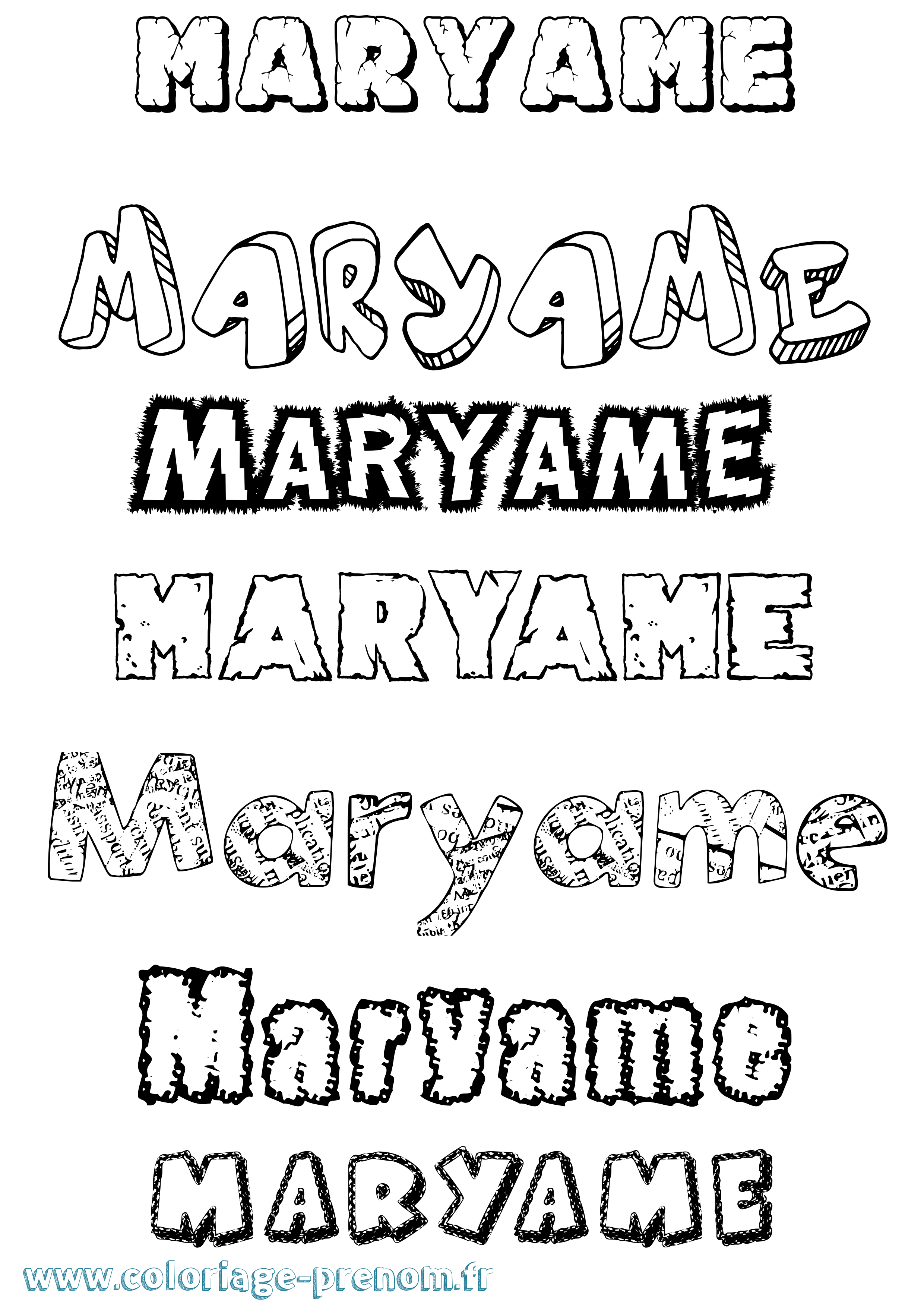 Coloriage prénom Maryame Destructuré
