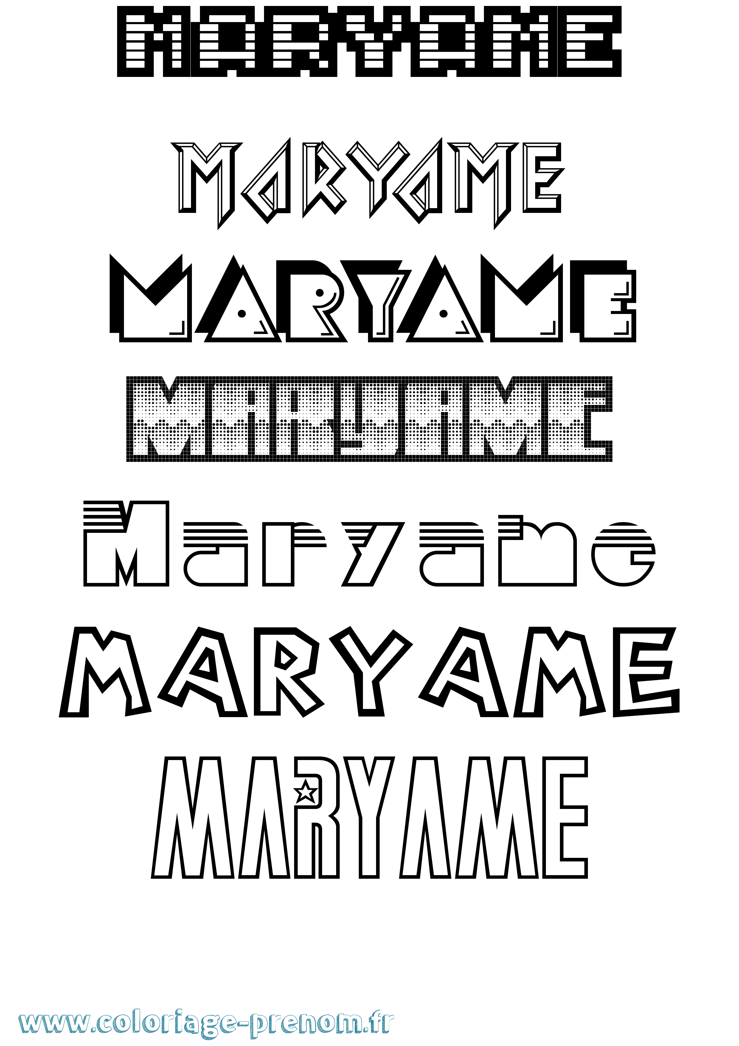 Coloriage prénom Maryame Jeux Vidéos