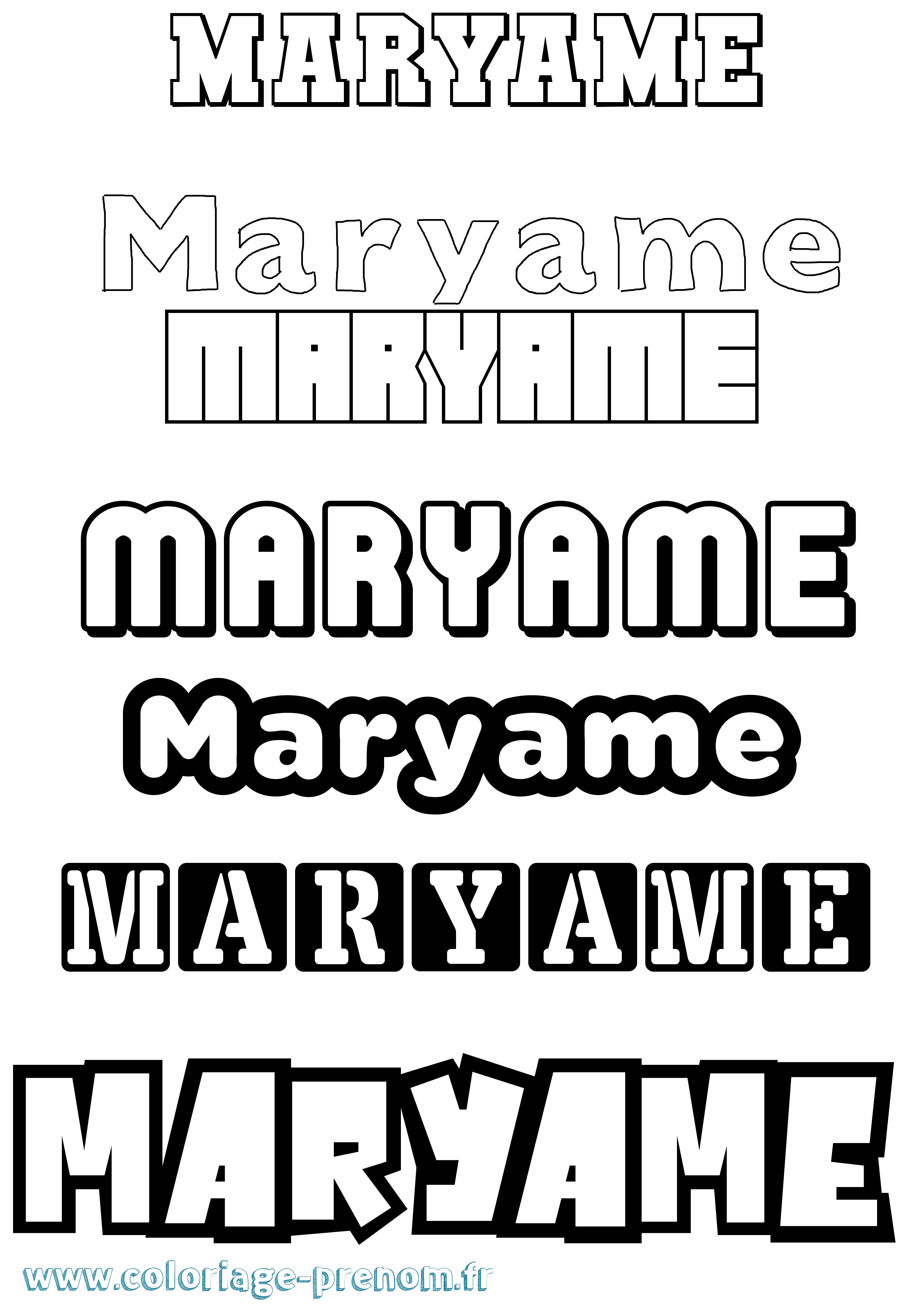 Coloriage prénom Maryame Simple