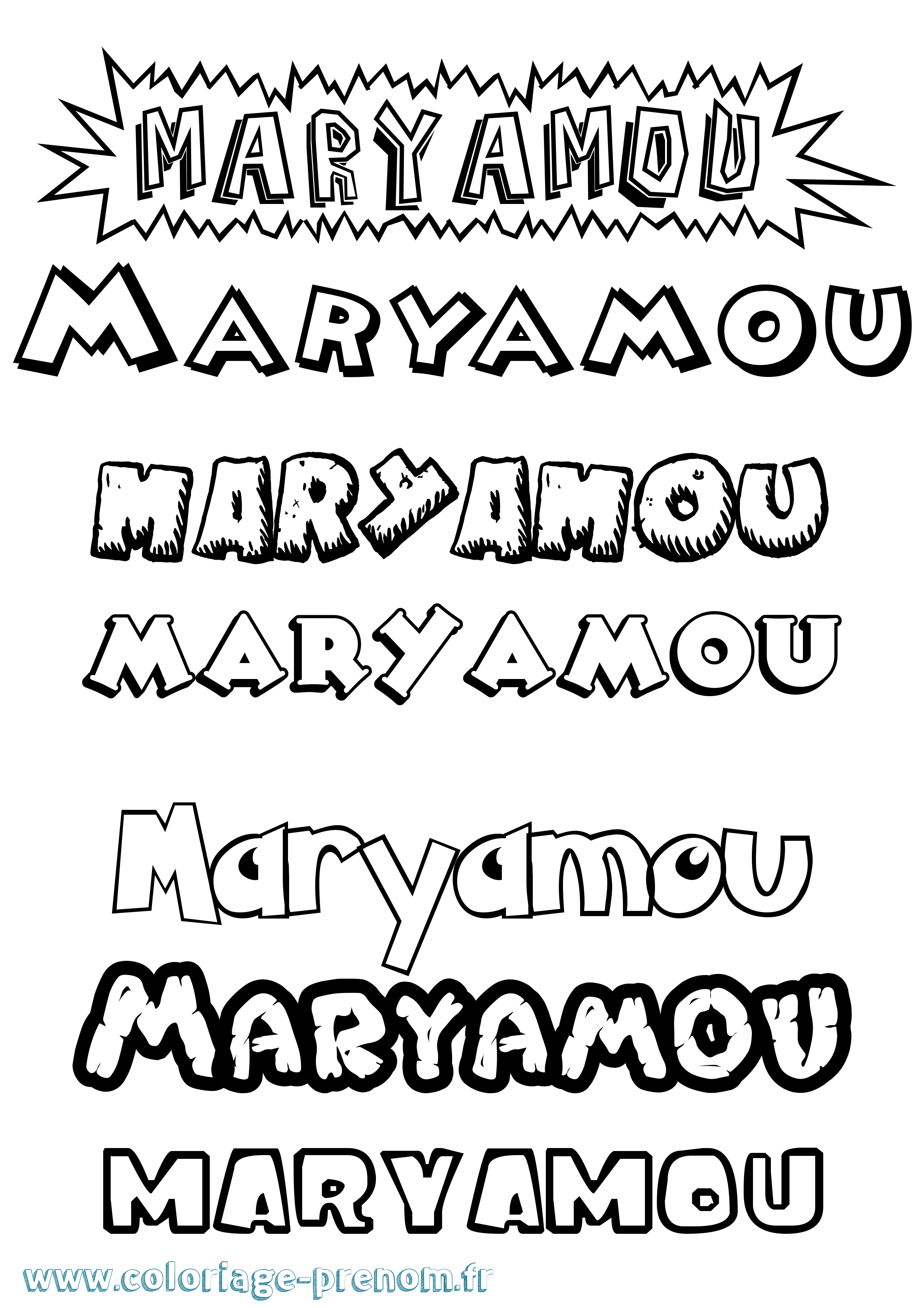 Coloriage prénom Maryamou Dessin Animé