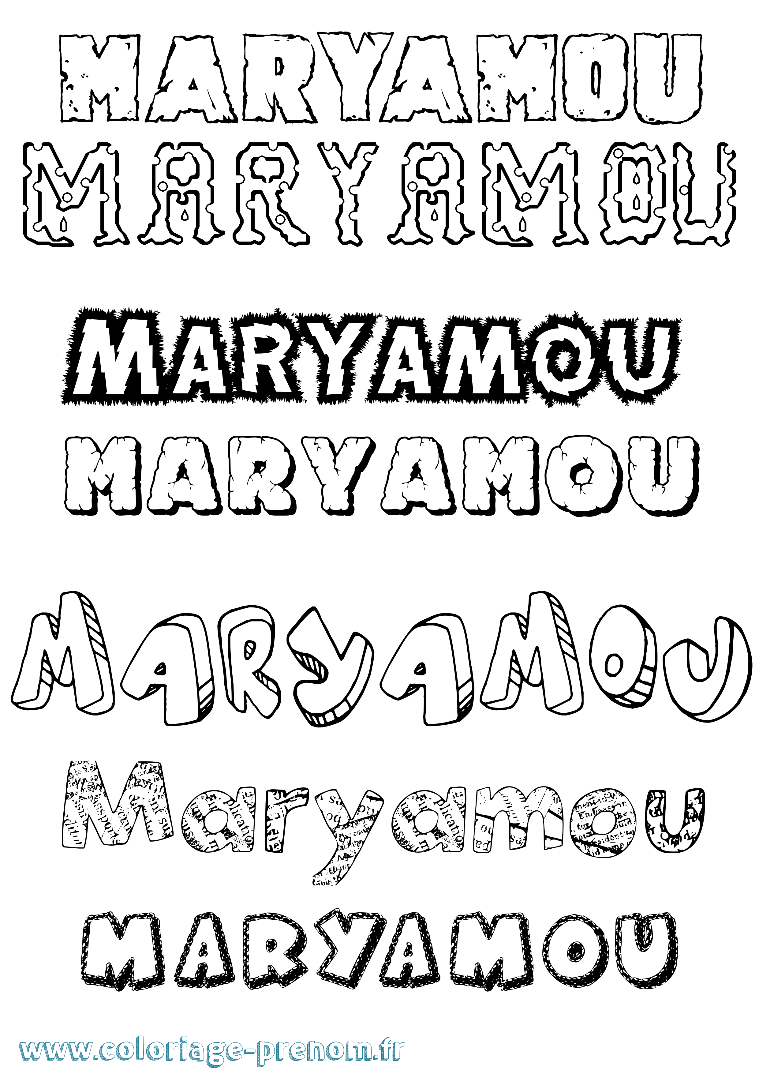 Coloriage prénom Maryamou Destructuré