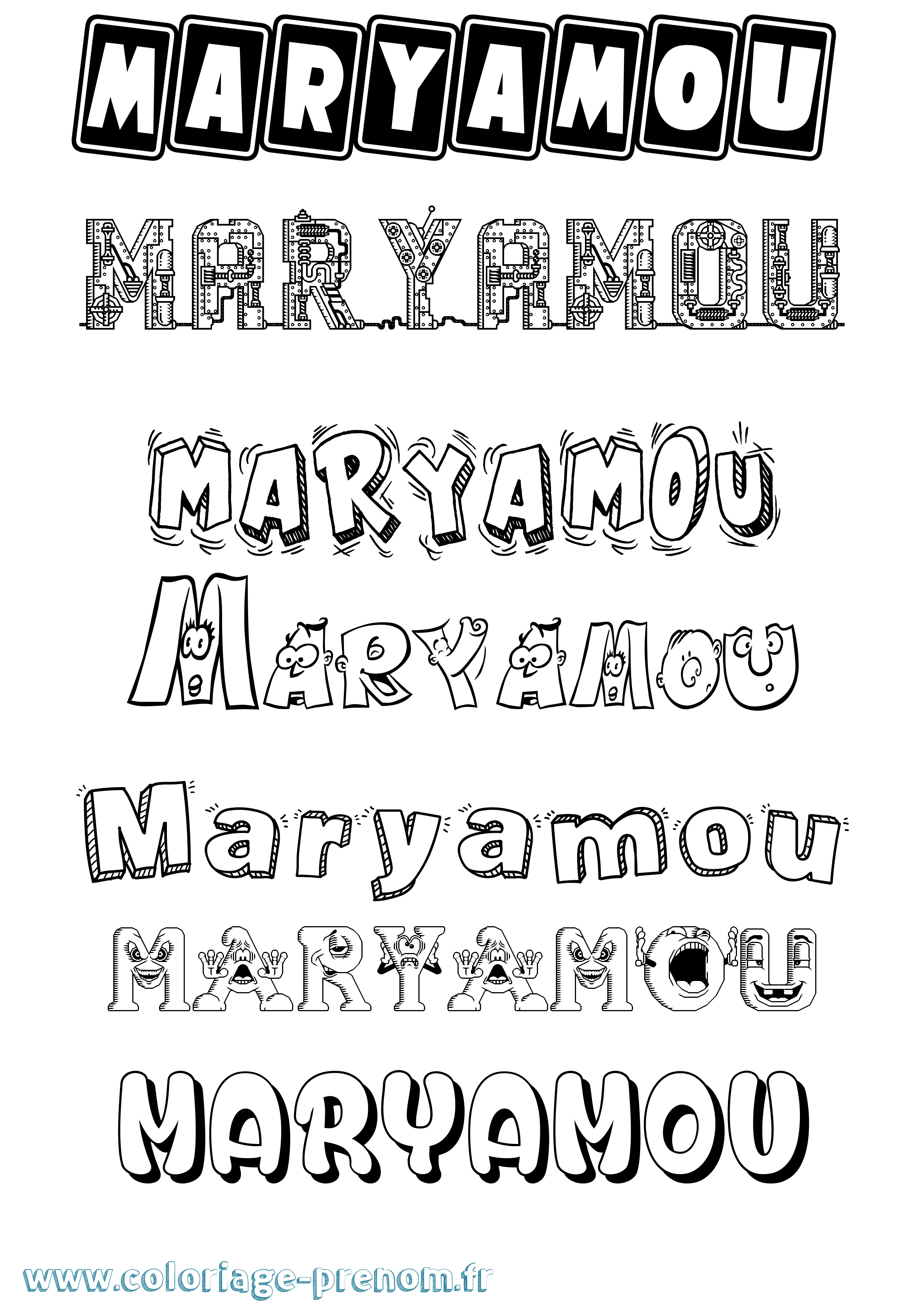 Coloriage prénom Maryamou Fun