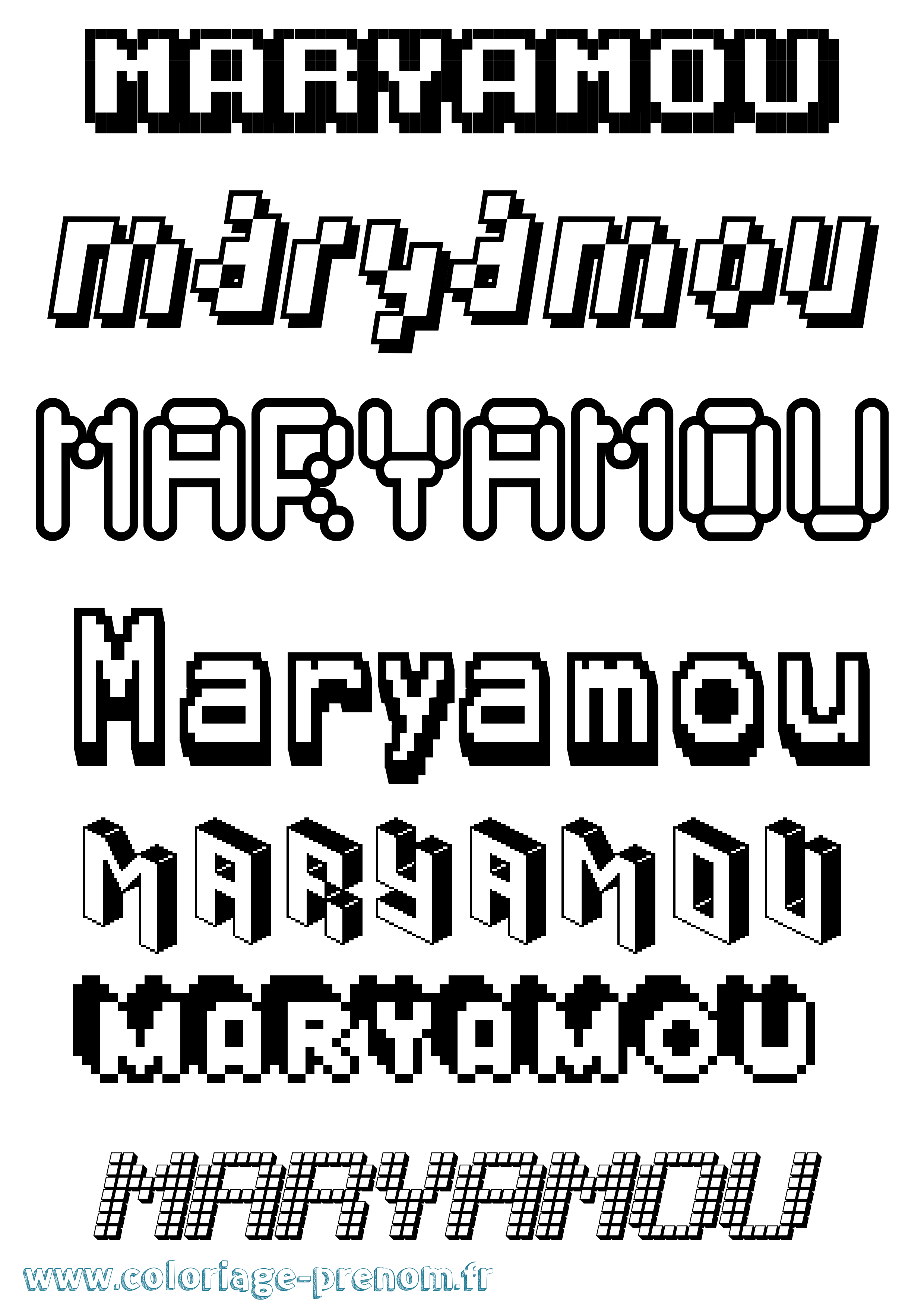 Coloriage prénom Maryamou Pixel