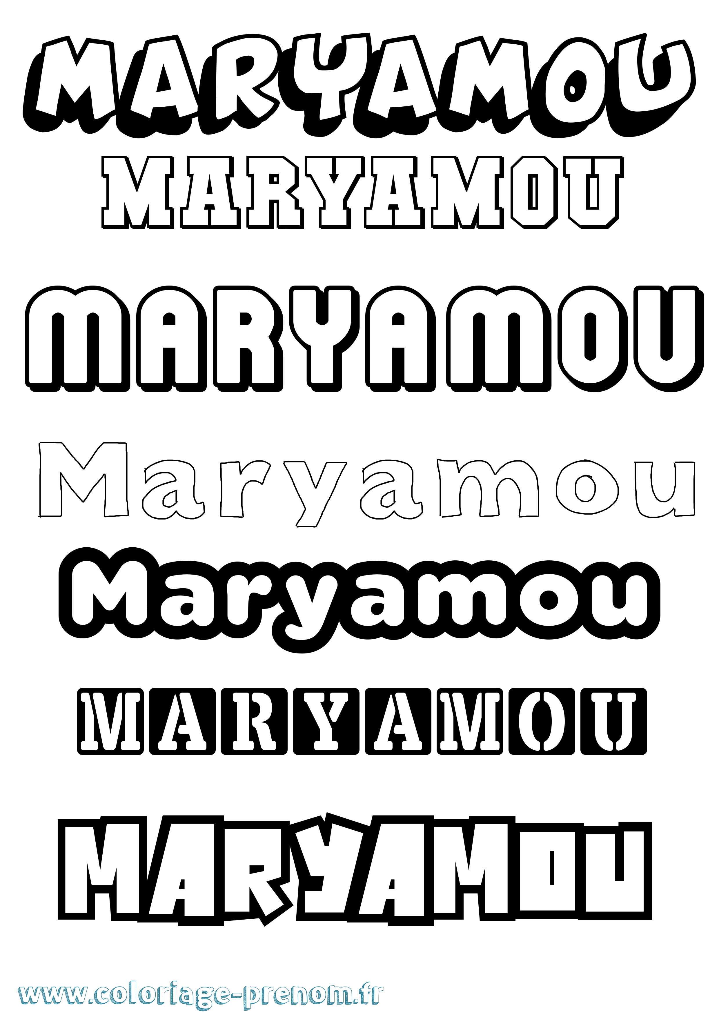 Coloriage prénom Maryamou Simple