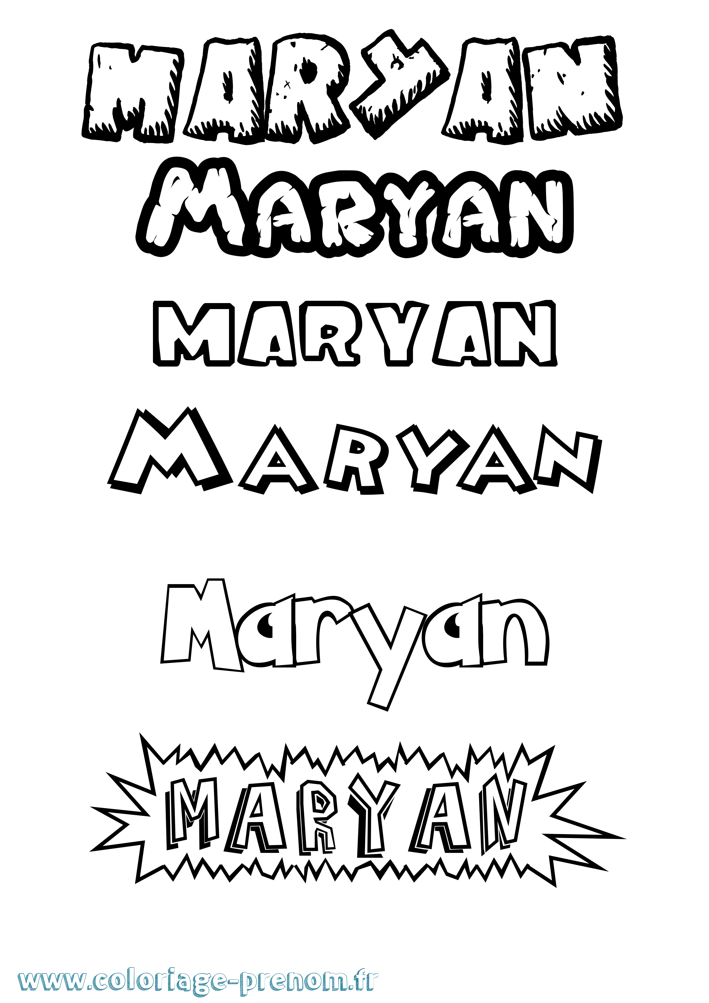 Coloriage prénom Maryan Dessin Animé