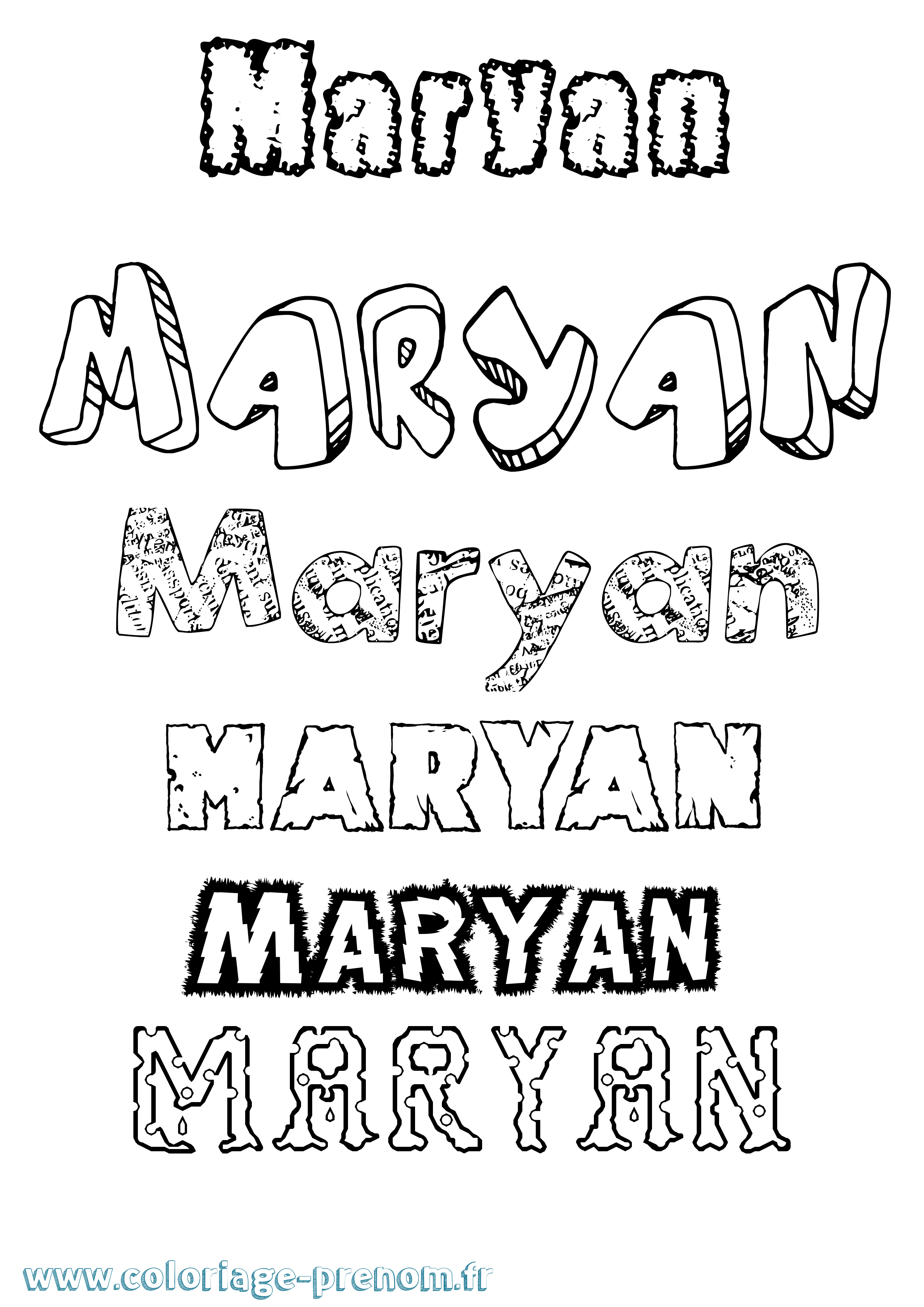 Coloriage prénom Maryan Destructuré
