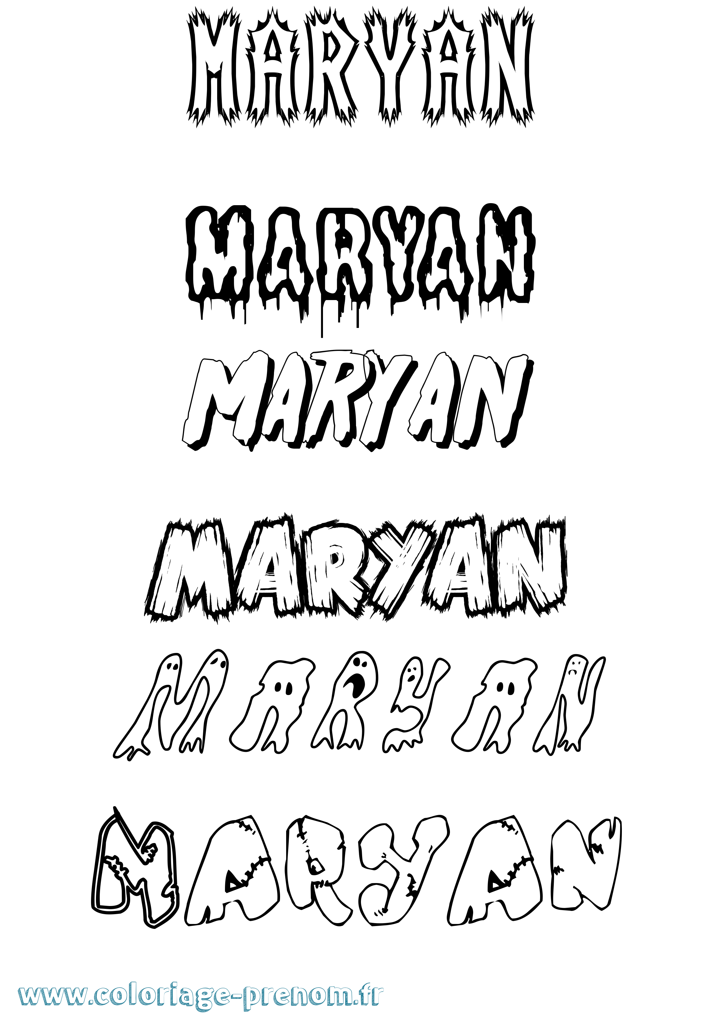 Coloriage prénom Maryan Frisson