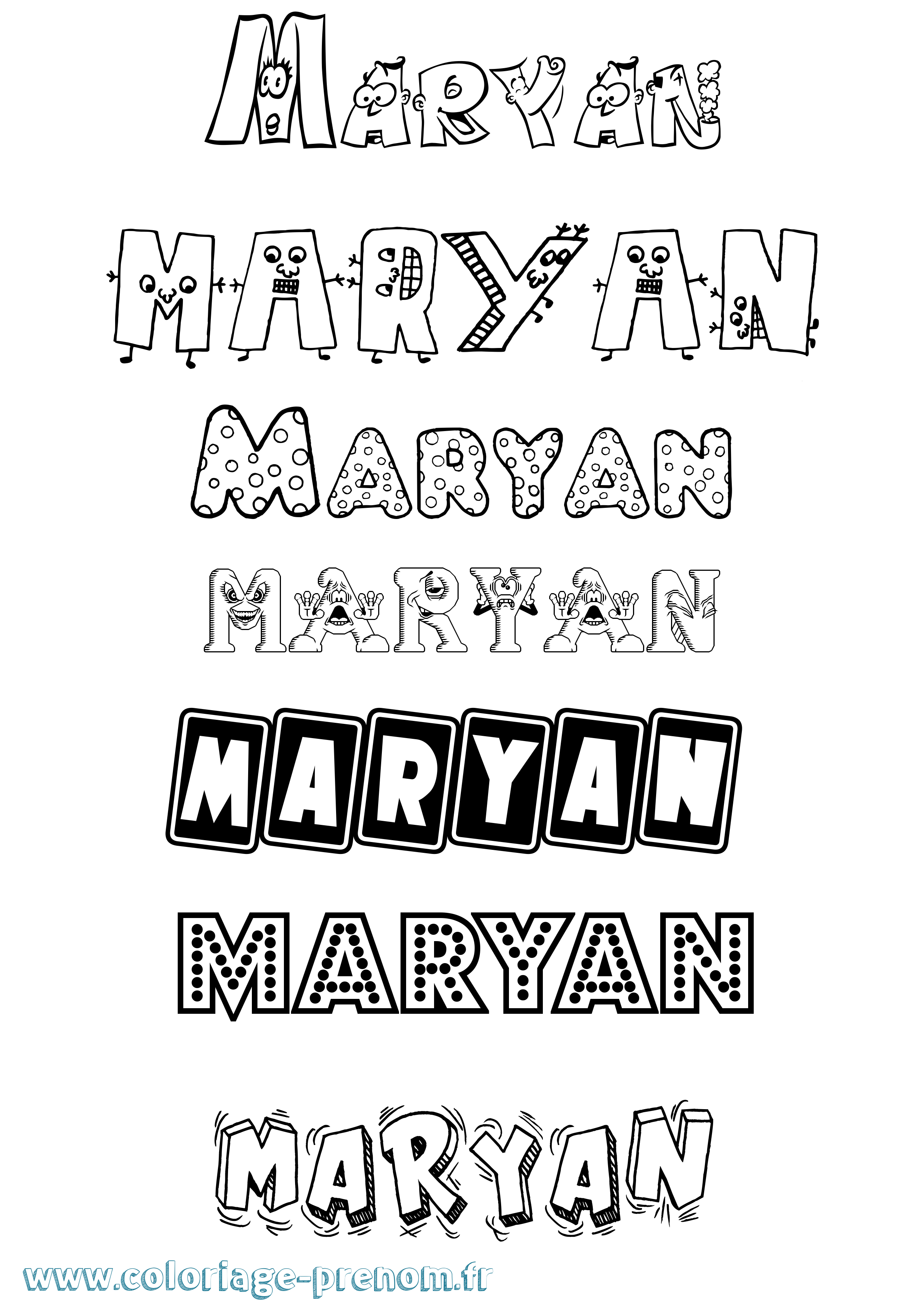 Coloriage prénom Maryan Fun
