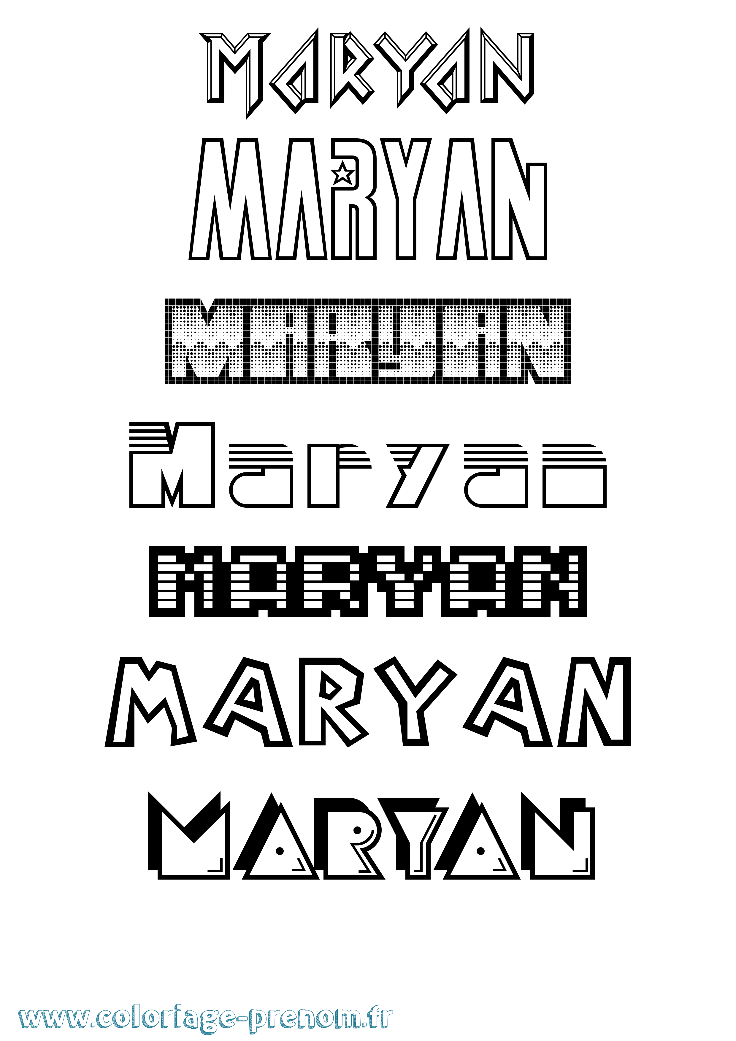 Coloriage prénom Maryan Jeux Vidéos