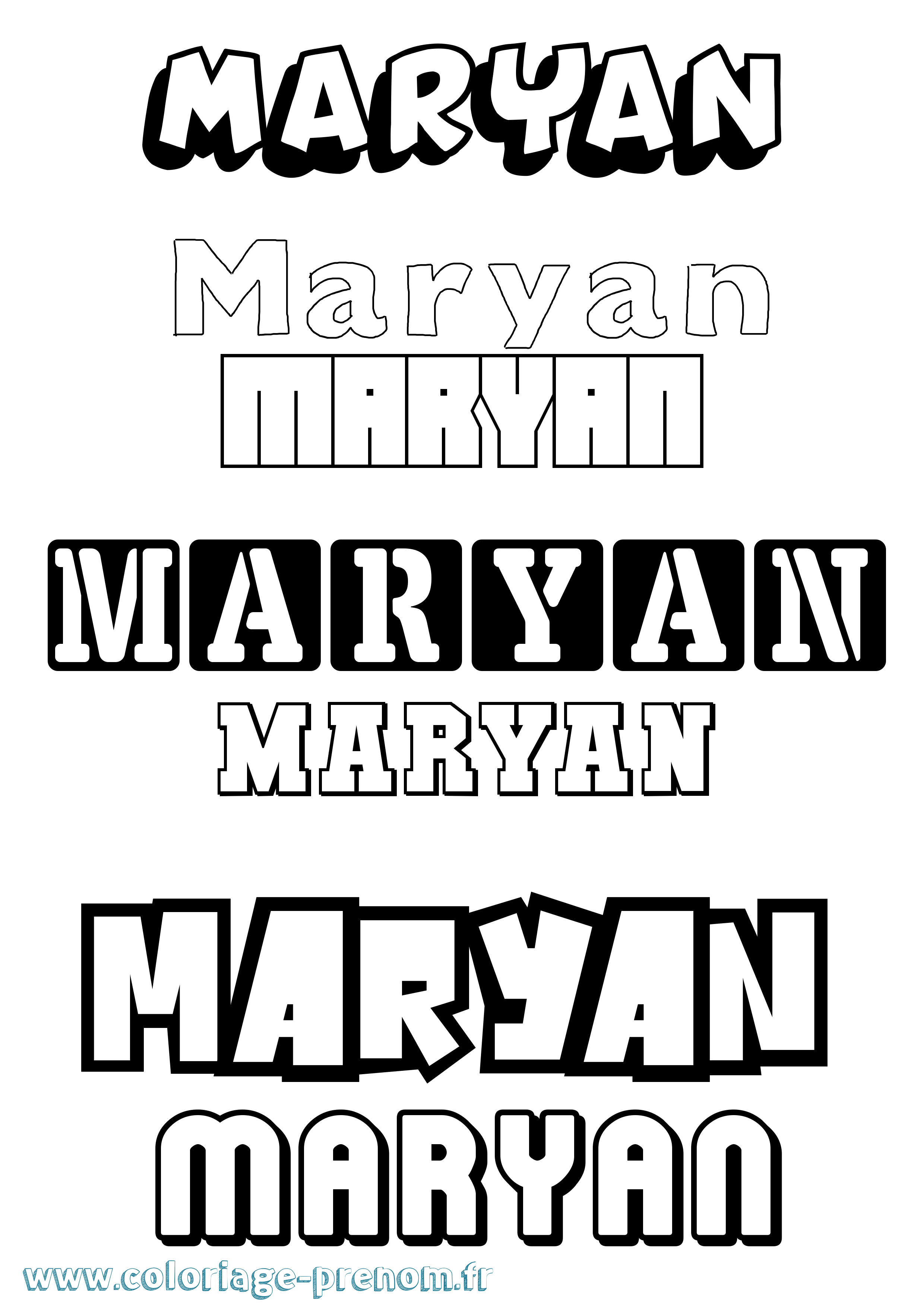 Coloriage prénom Maryan Simple