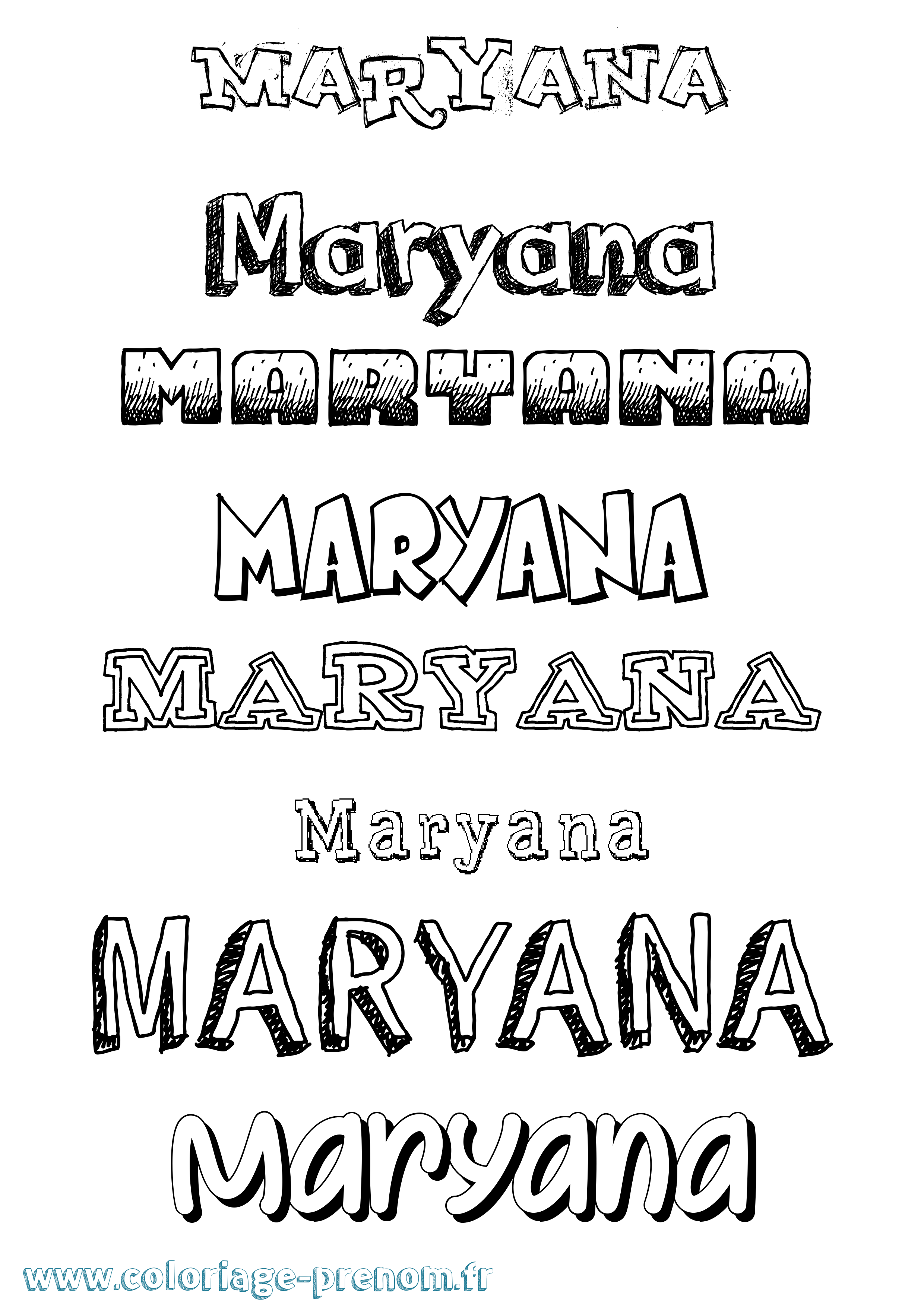 Coloriage prénom Maryana Dessiné