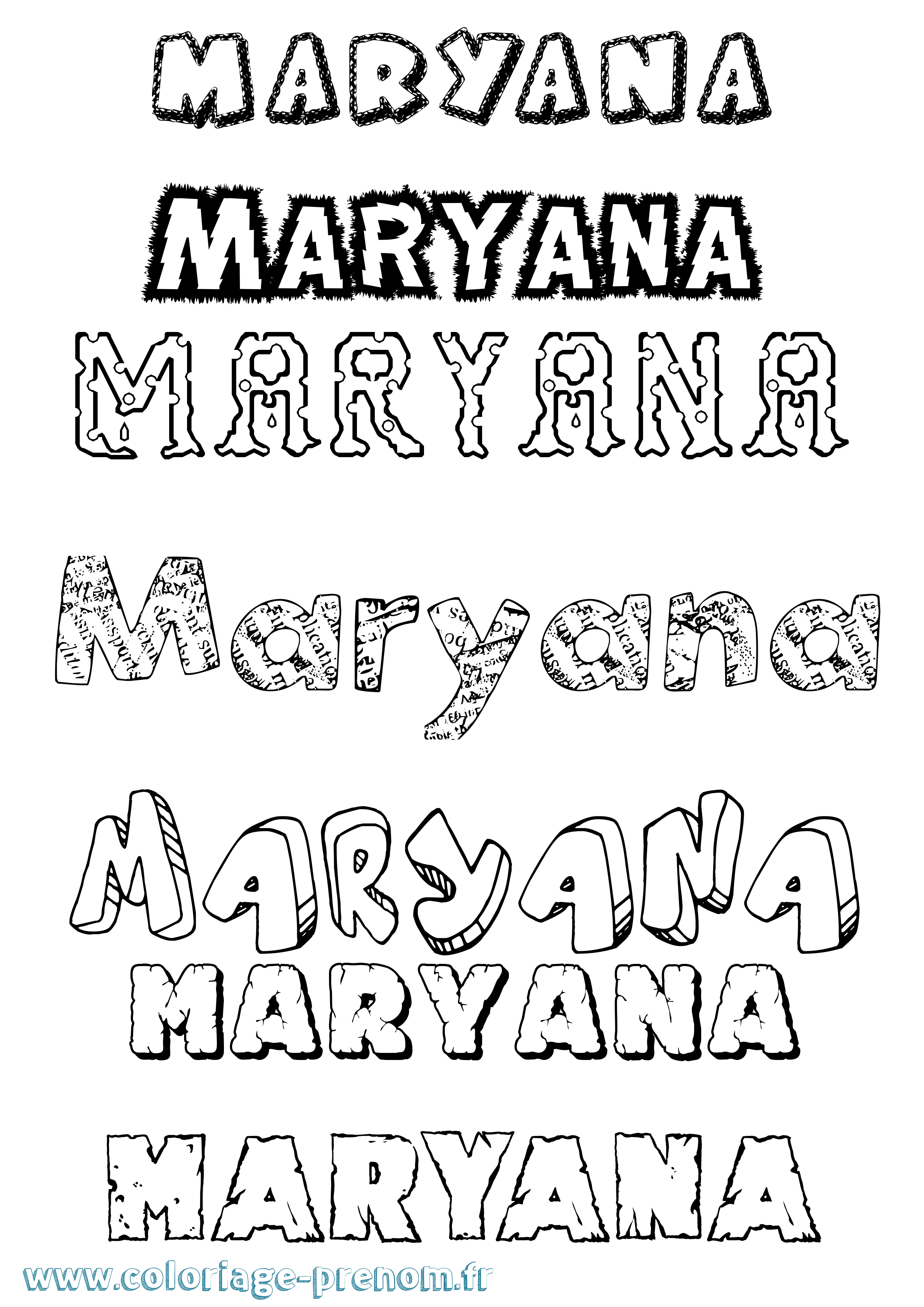 Coloriage prénom Maryana Destructuré