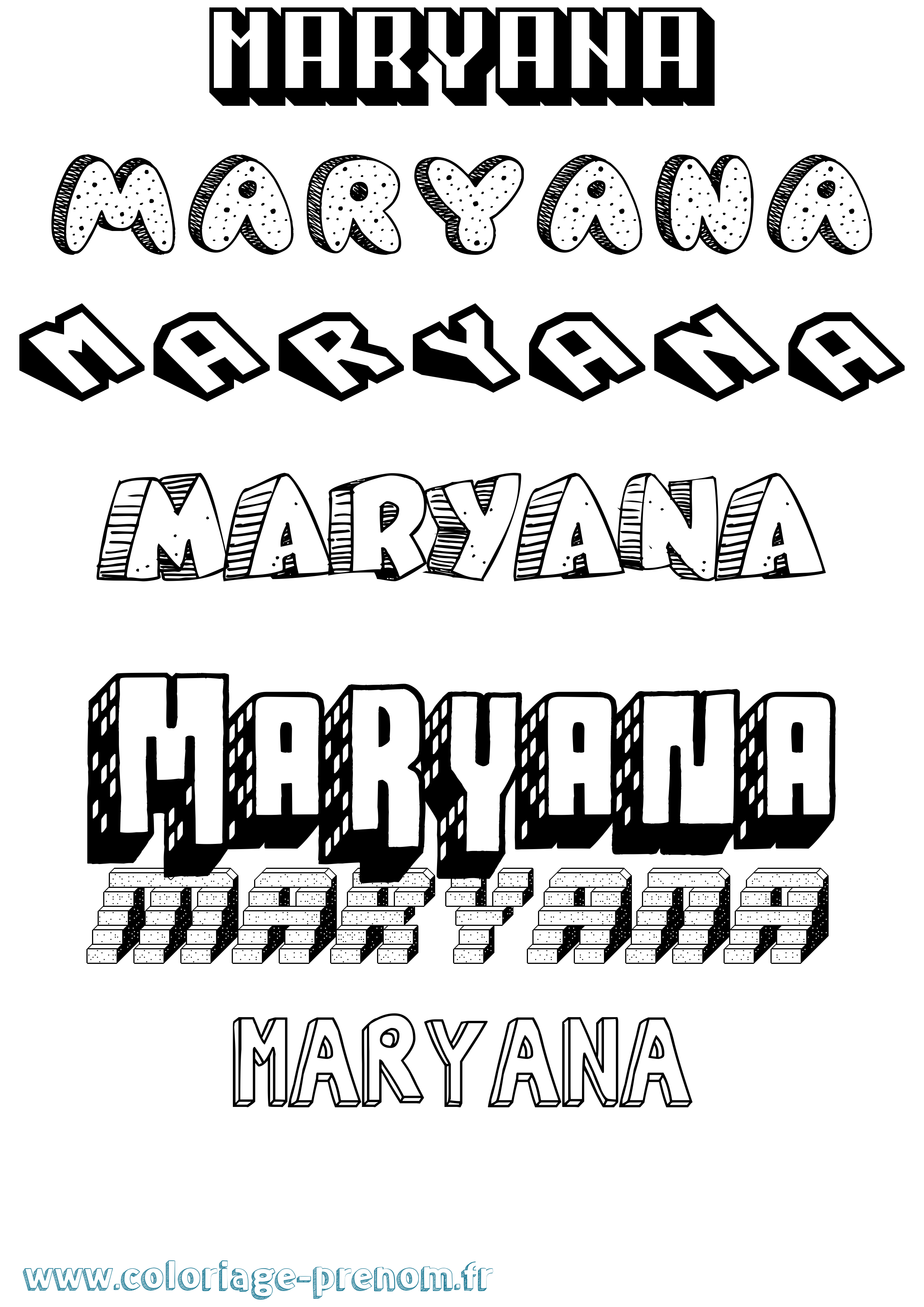 Coloriage prénom Maryana Effet 3D