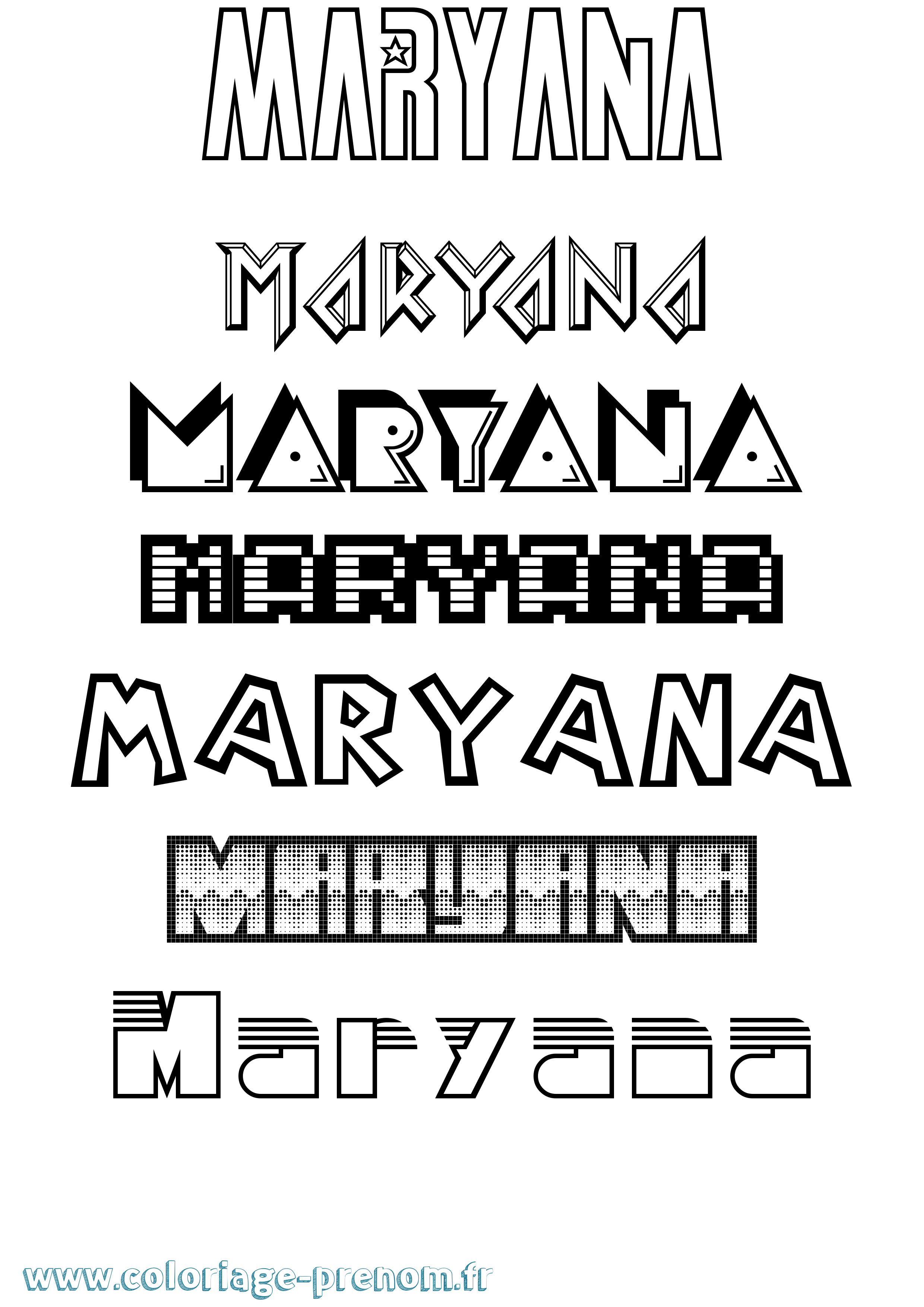 Coloriage prénom Maryana Jeux Vidéos