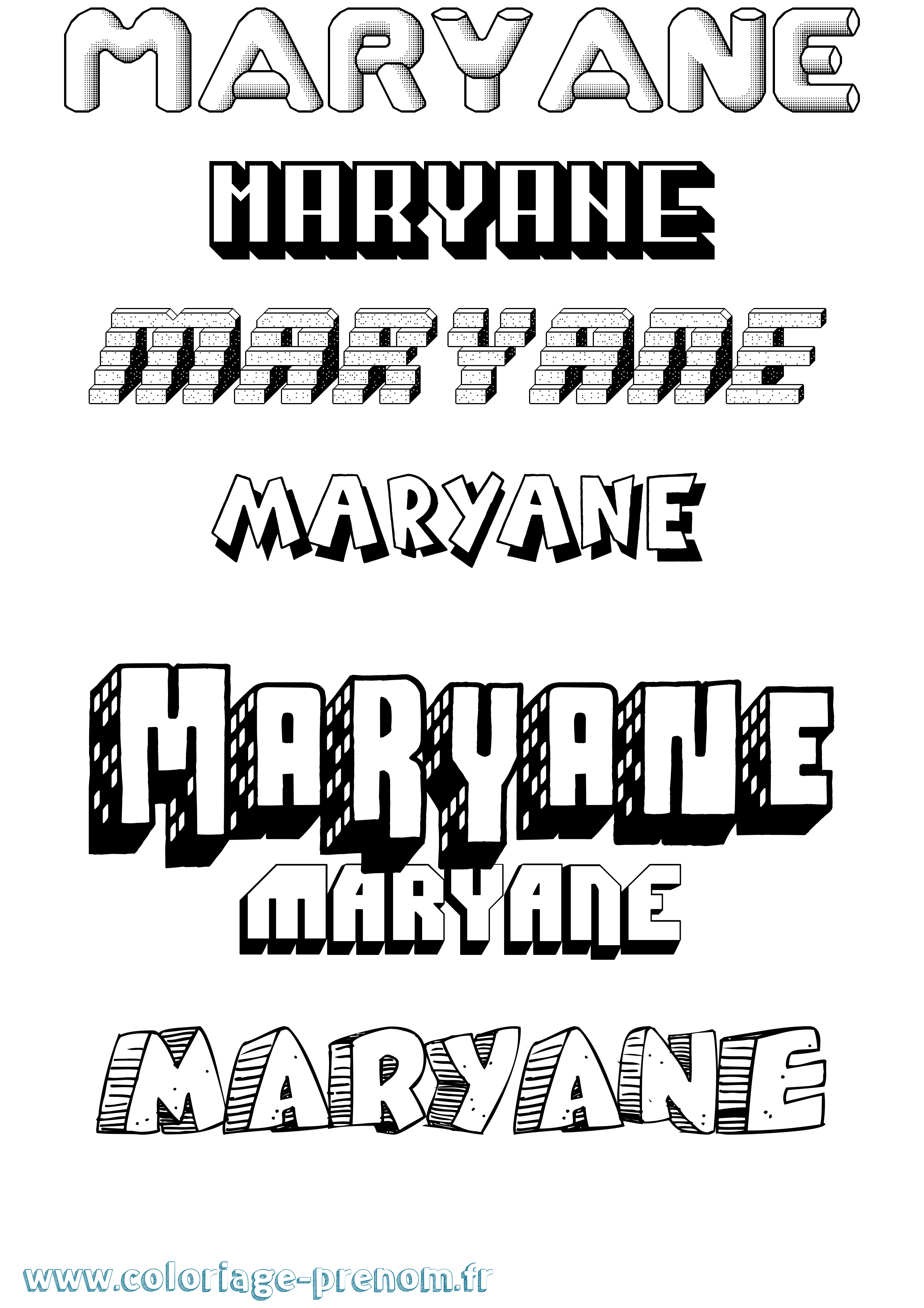 Coloriage prénom Maryane Effet 3D