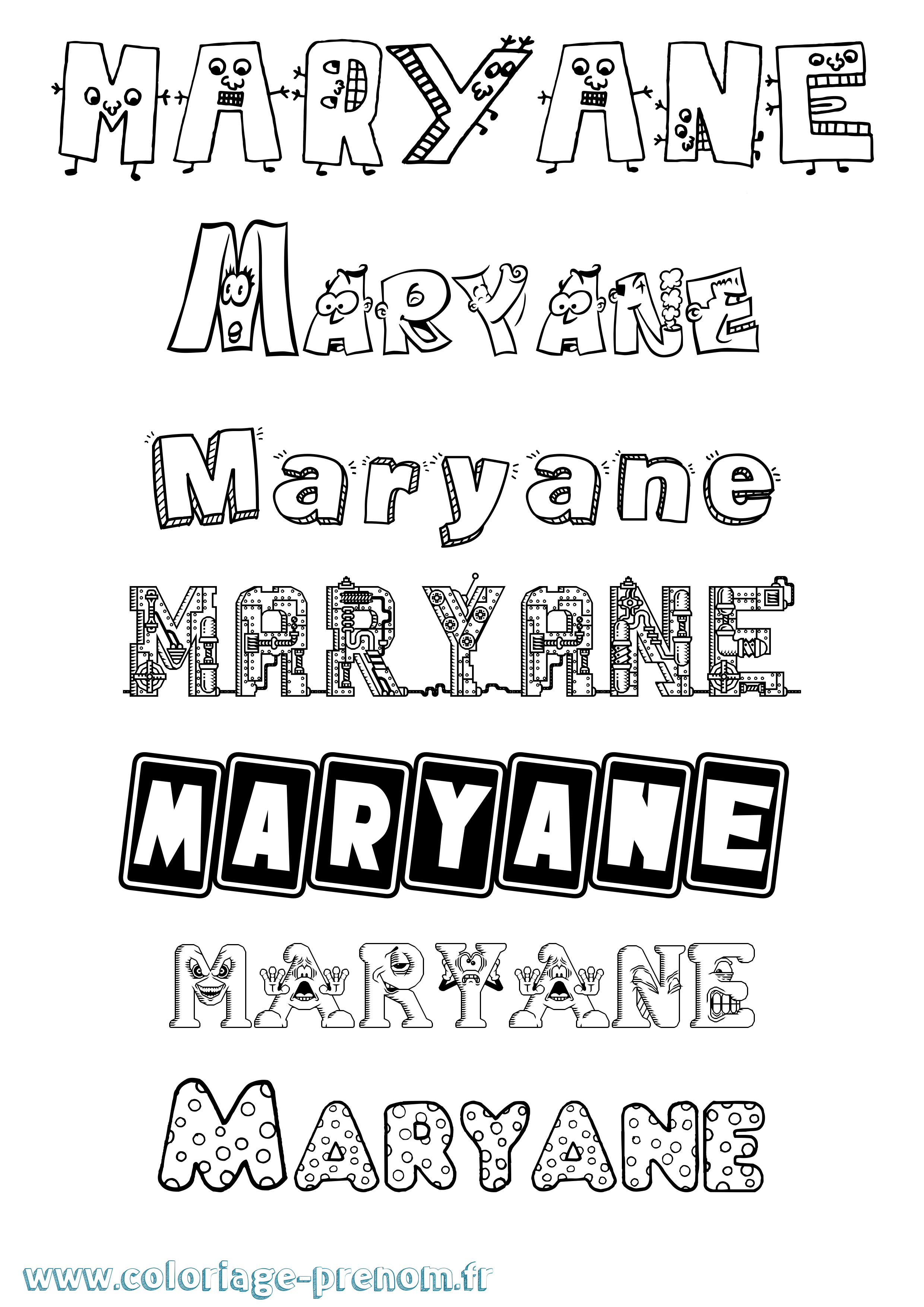 Coloriage prénom Maryane Fun