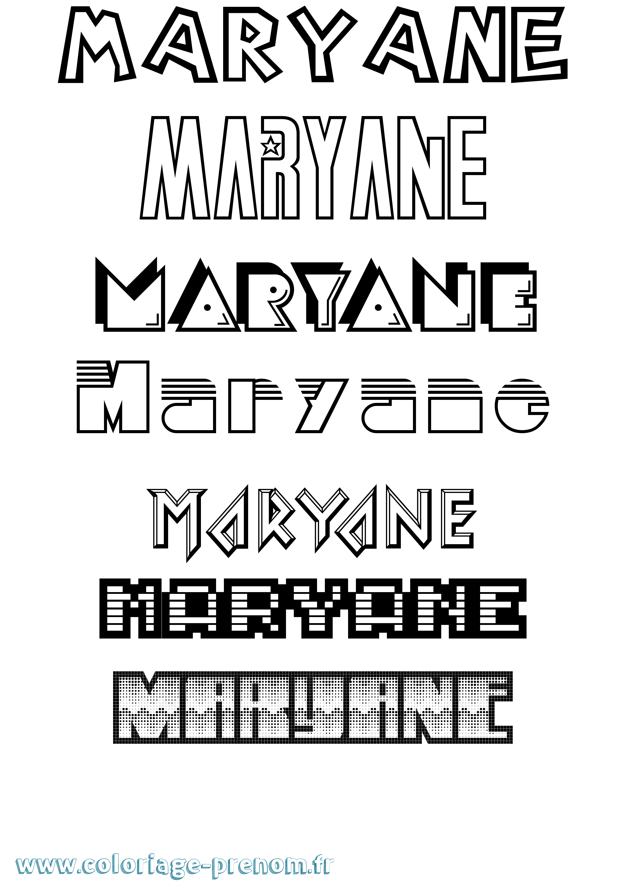 Coloriage prénom Maryane Jeux Vidéos