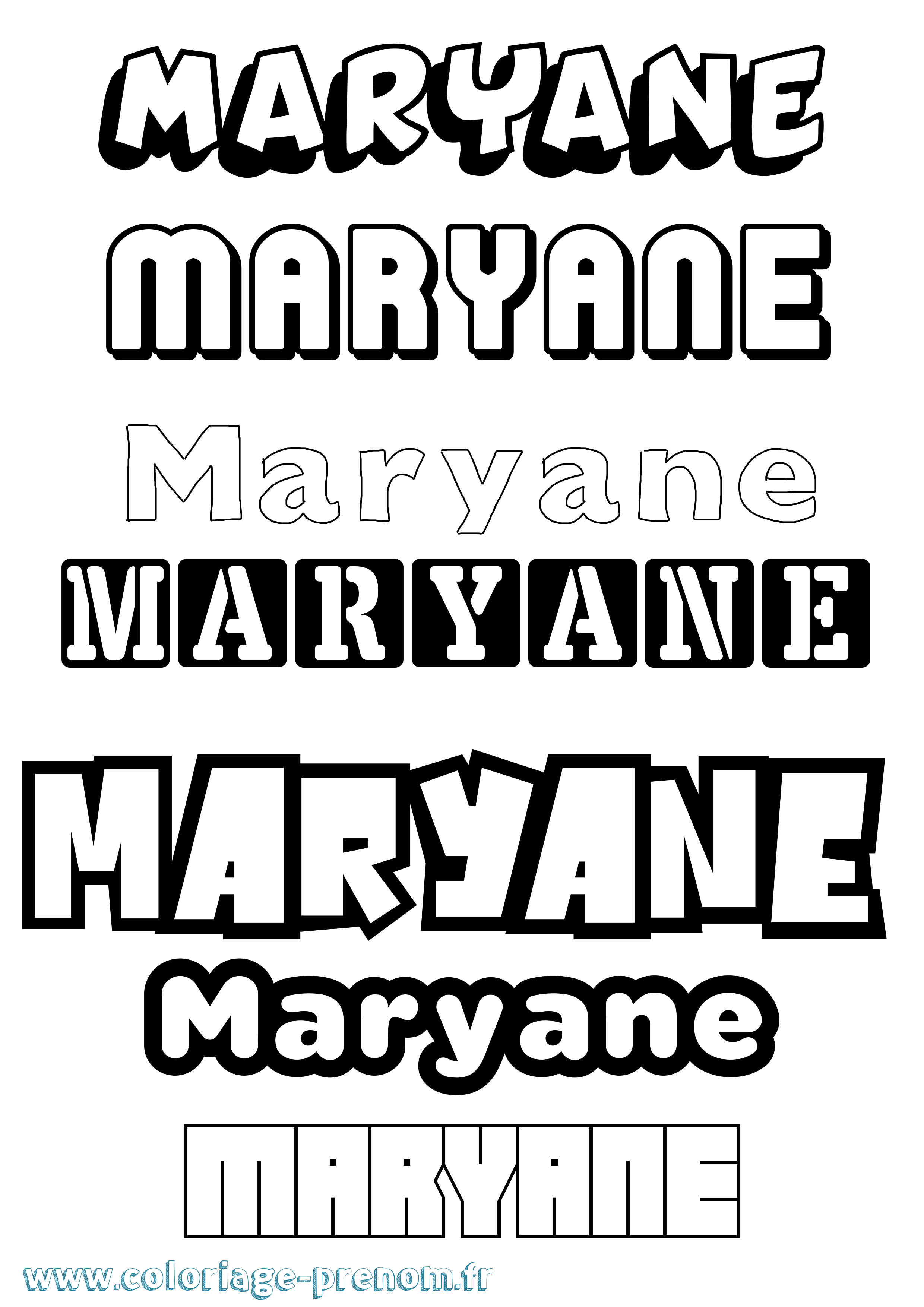 Coloriage prénom Maryane Simple