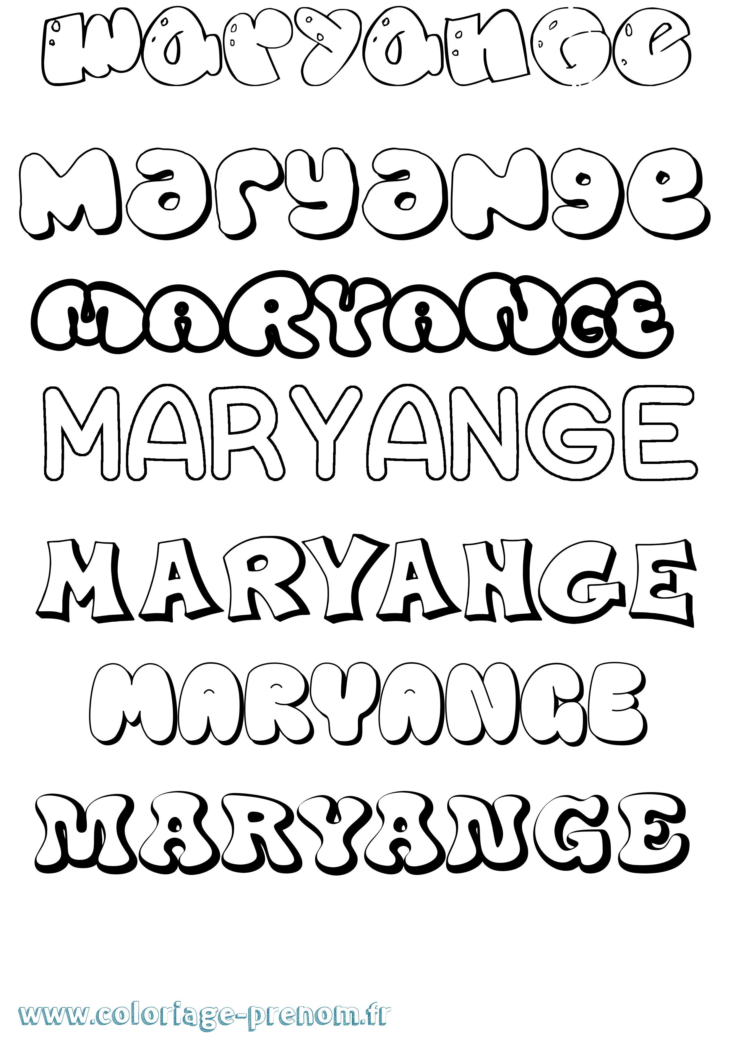 Coloriage prénom Maryange Bubble