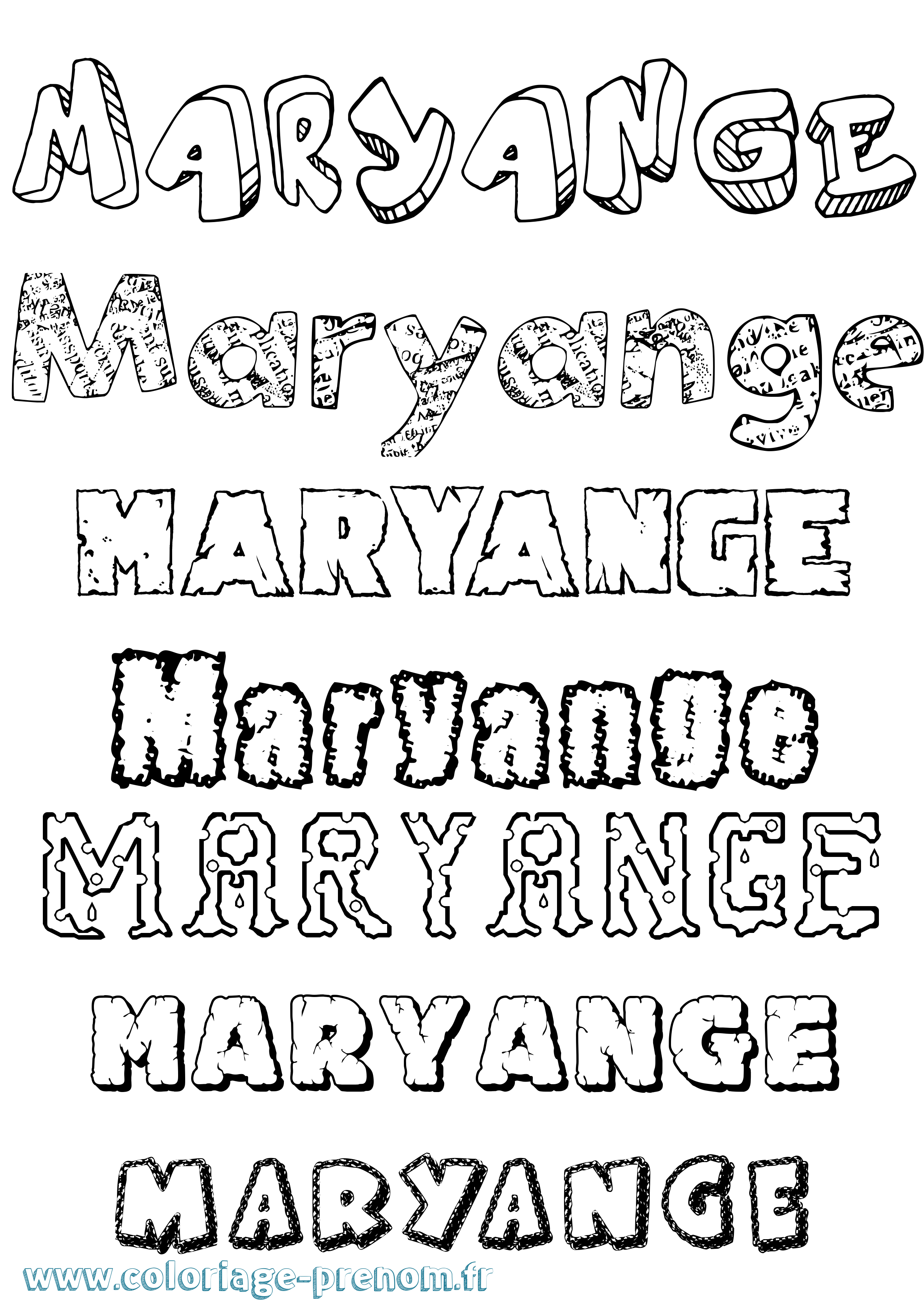 Coloriage prénom Maryange Destructuré