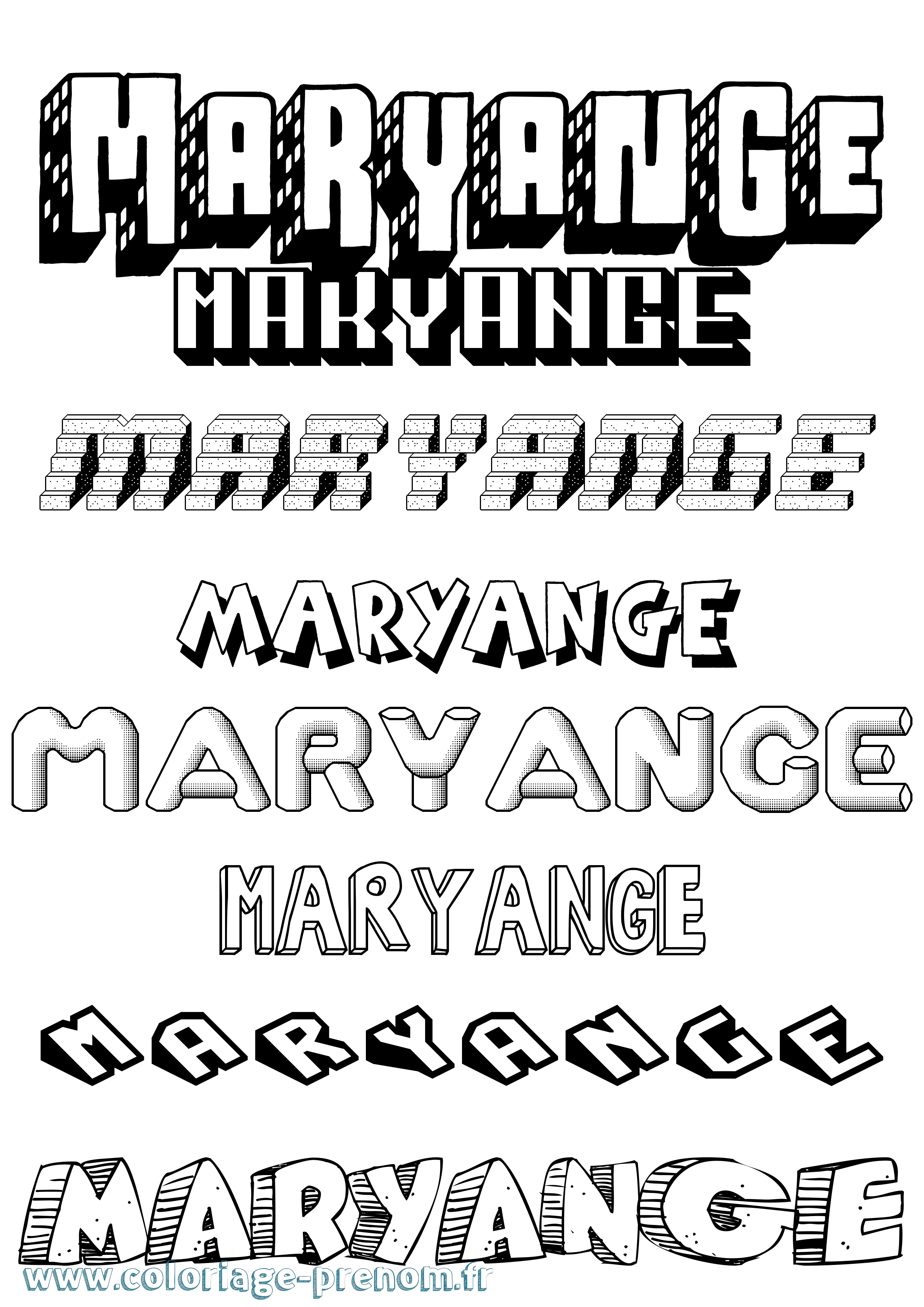 Coloriage prénom Maryange Effet 3D