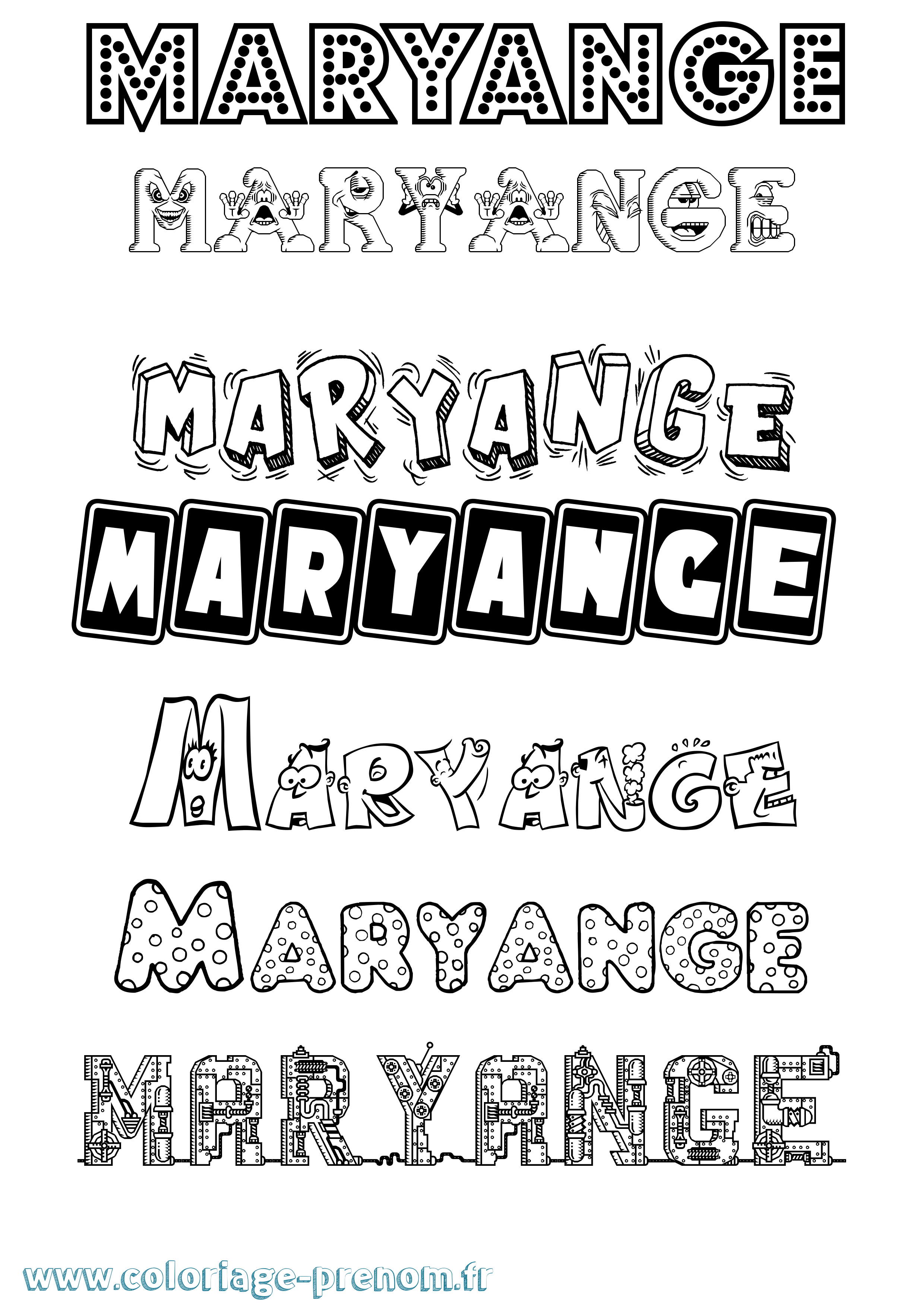Coloriage prénom Maryange Fun