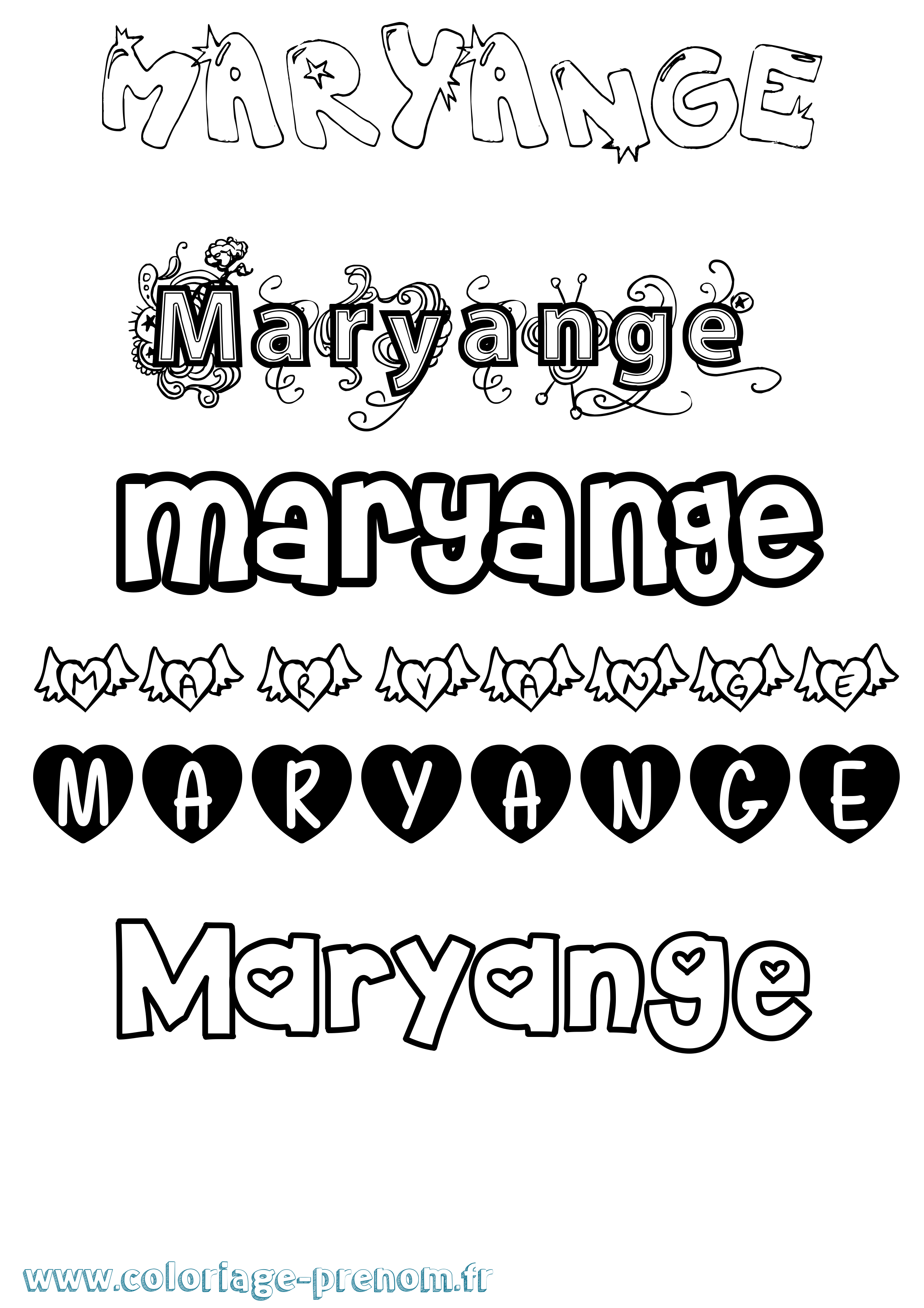 Coloriage prénom Maryange Girly