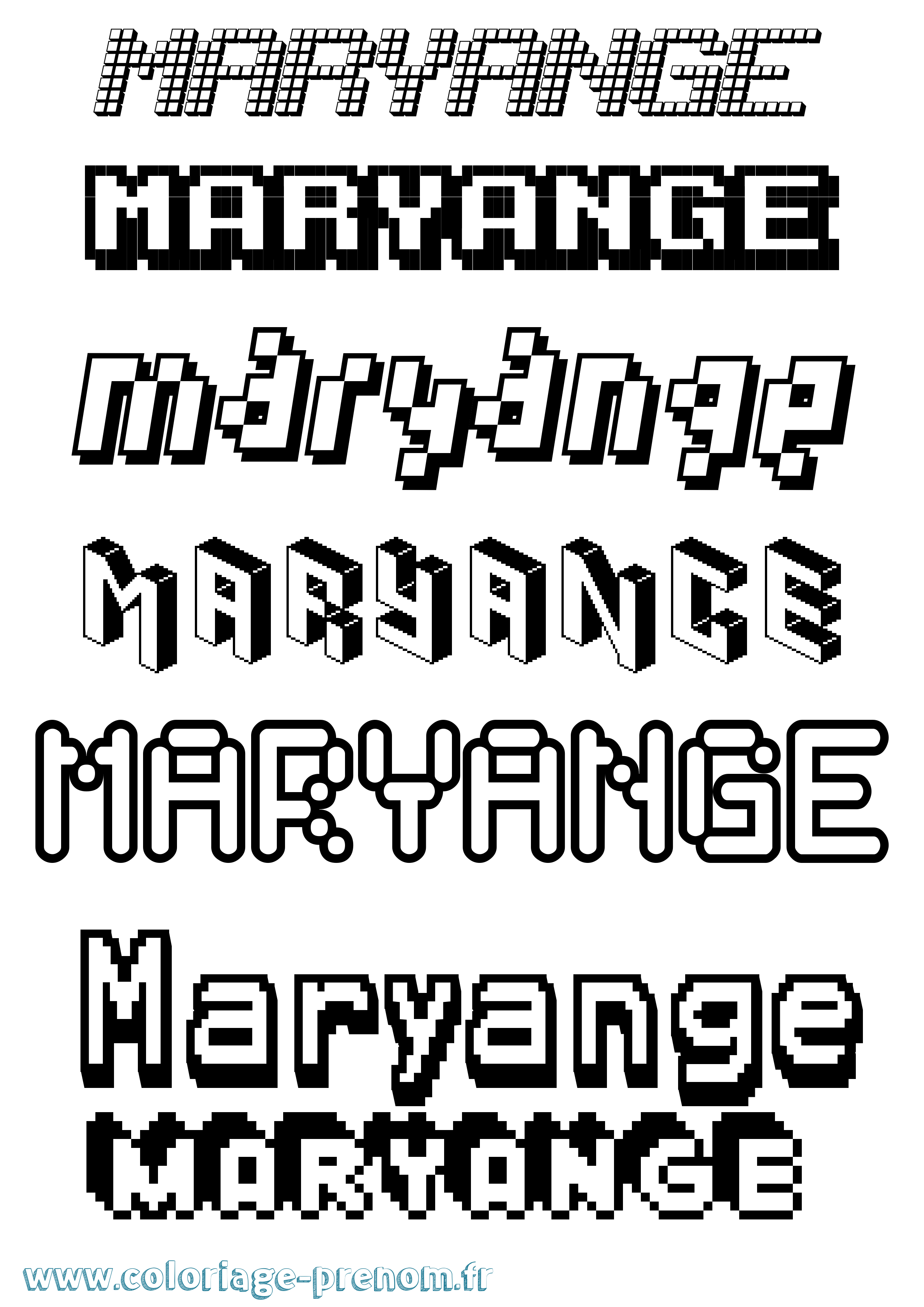 Coloriage prénom Maryange Pixel