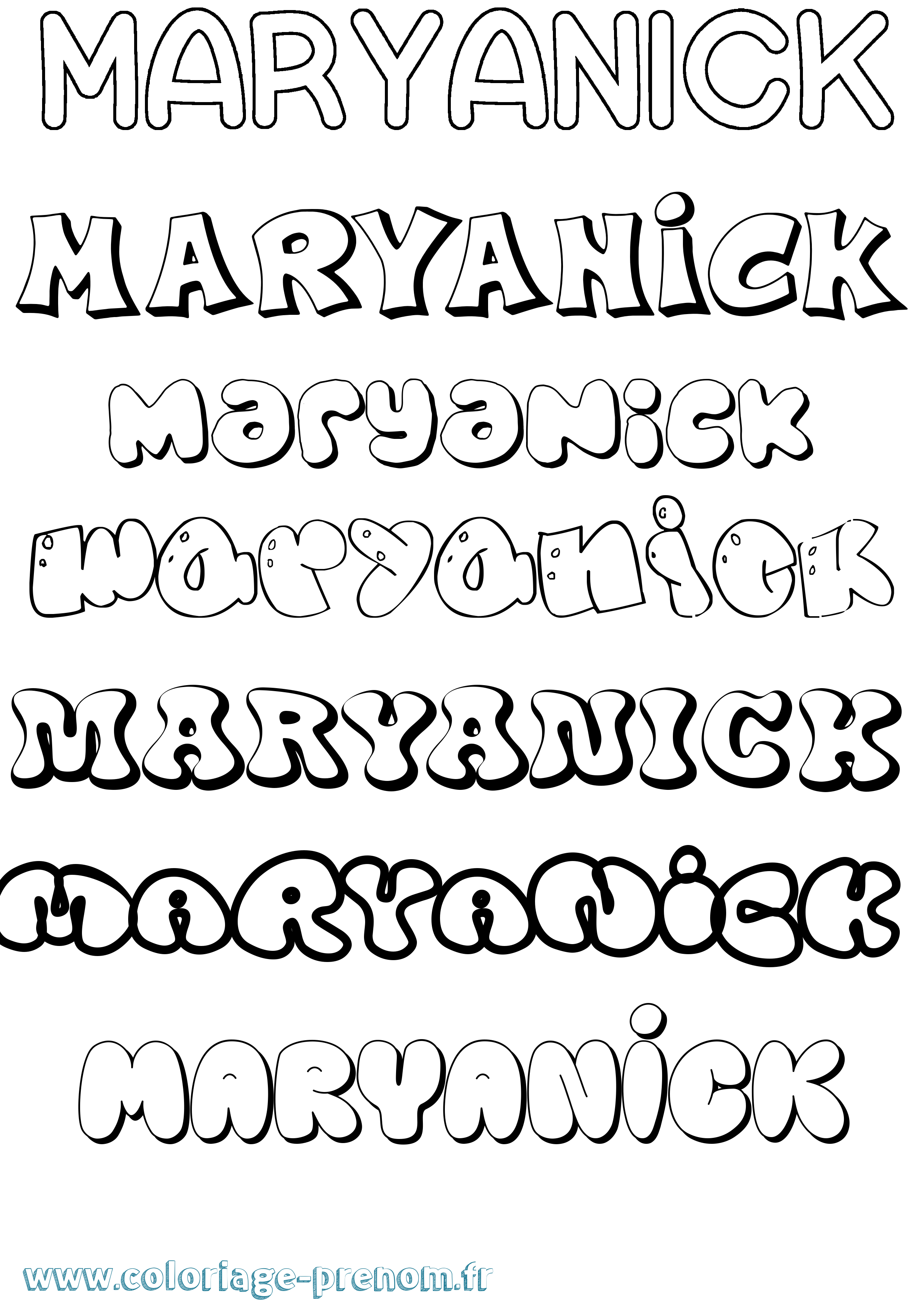 Coloriage prénom Maryanick Bubble
