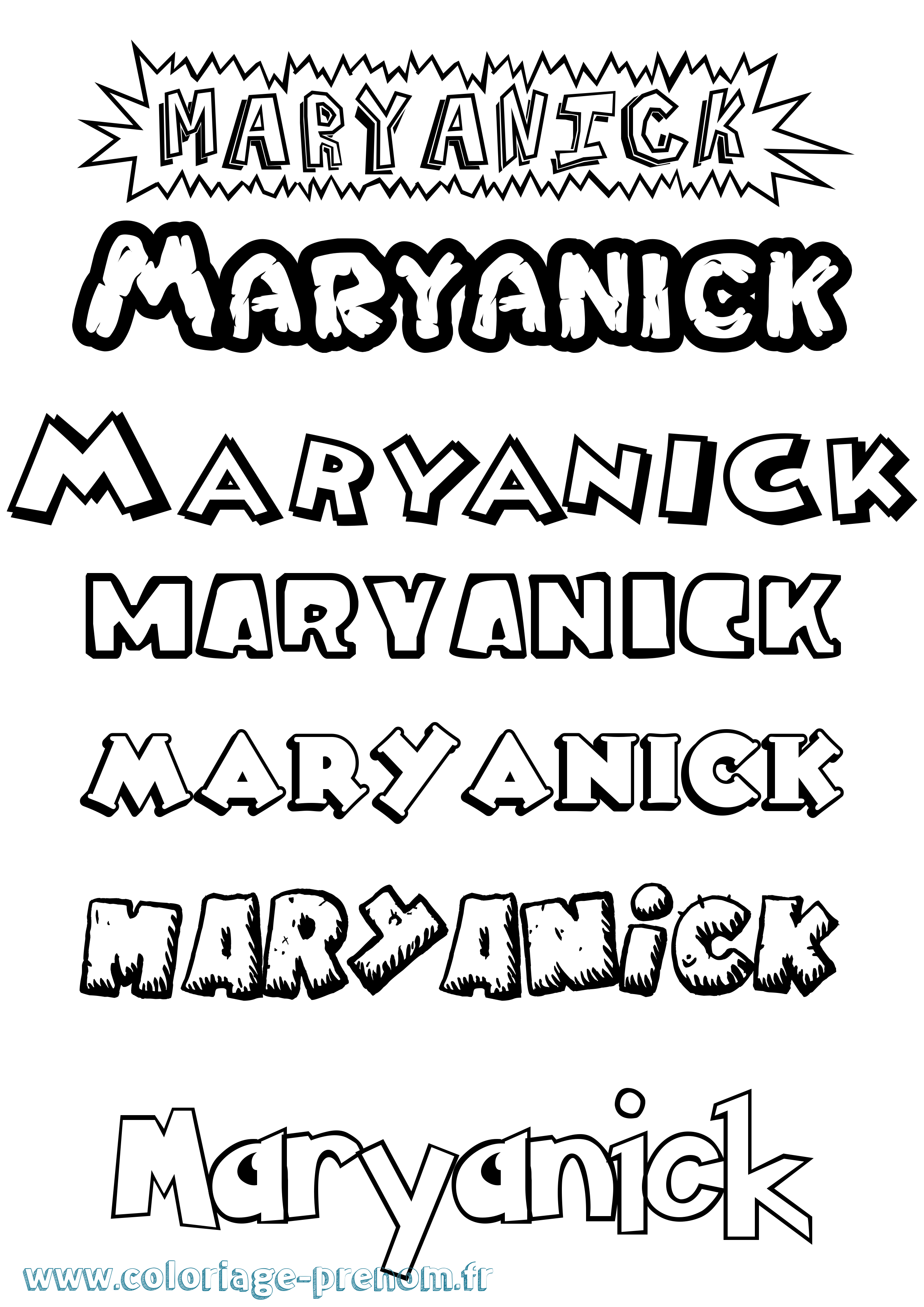 Coloriage prénom Maryanick Dessin Animé