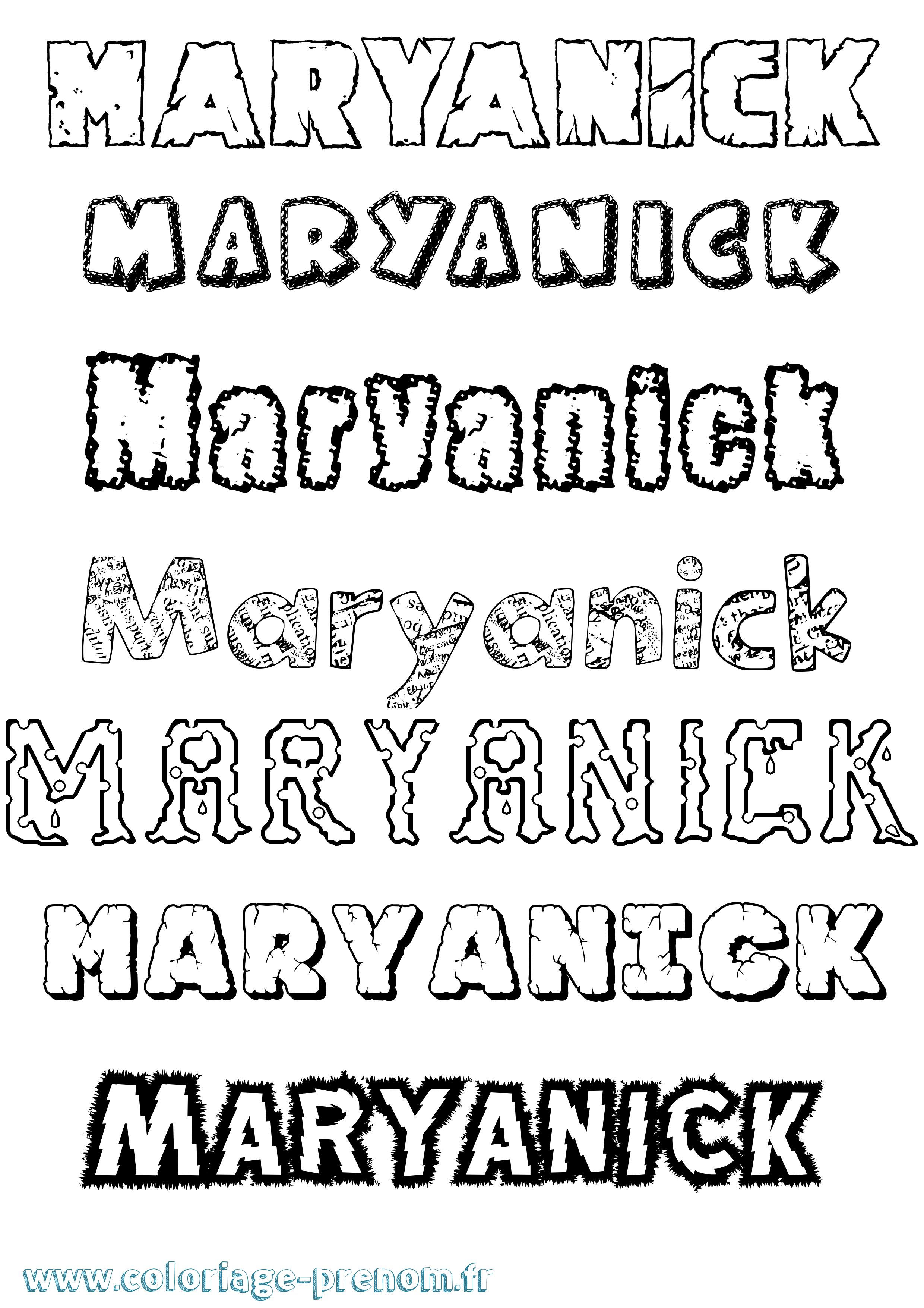 Coloriage prénom Maryanick Destructuré
