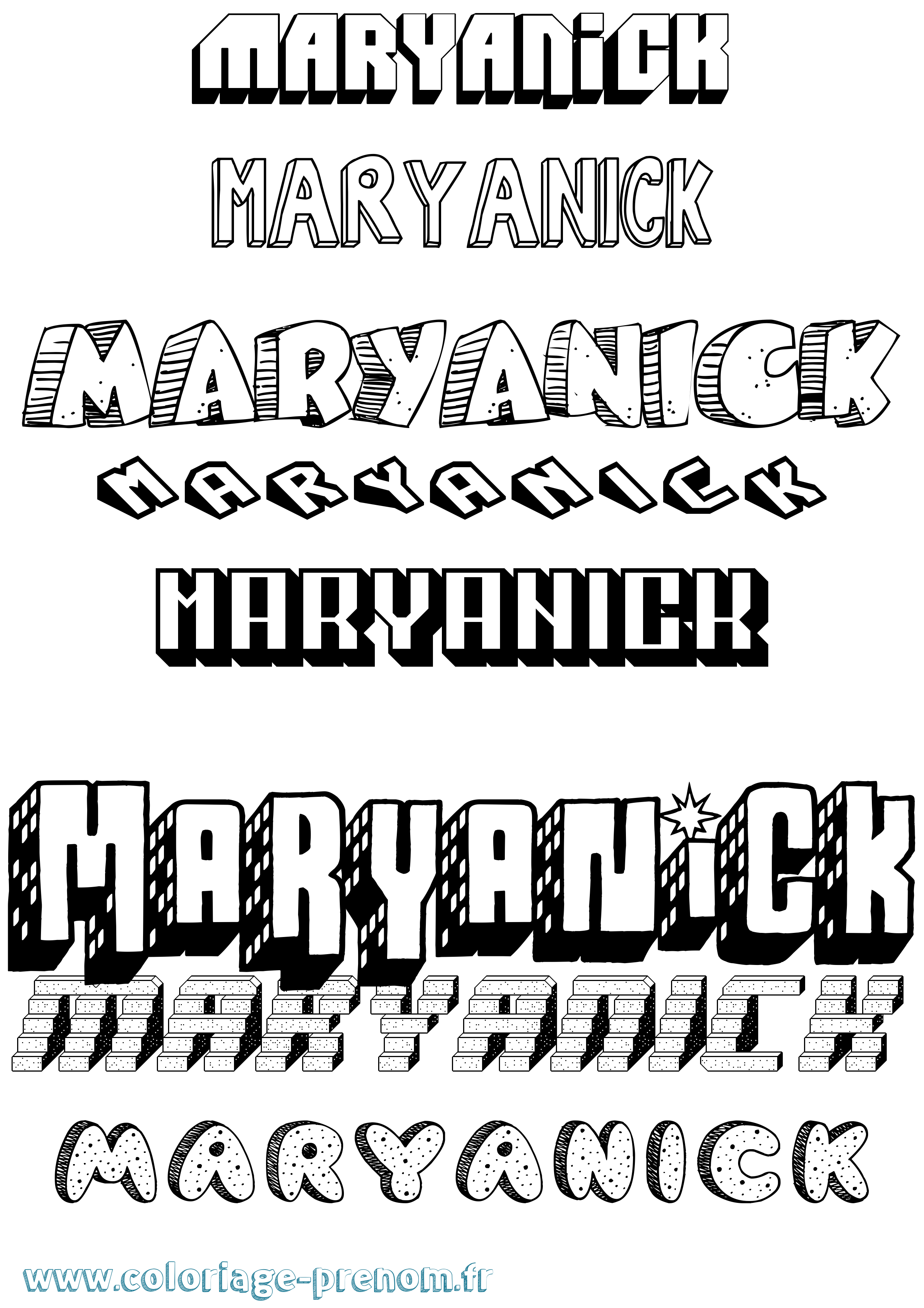 Coloriage prénom Maryanick Effet 3D