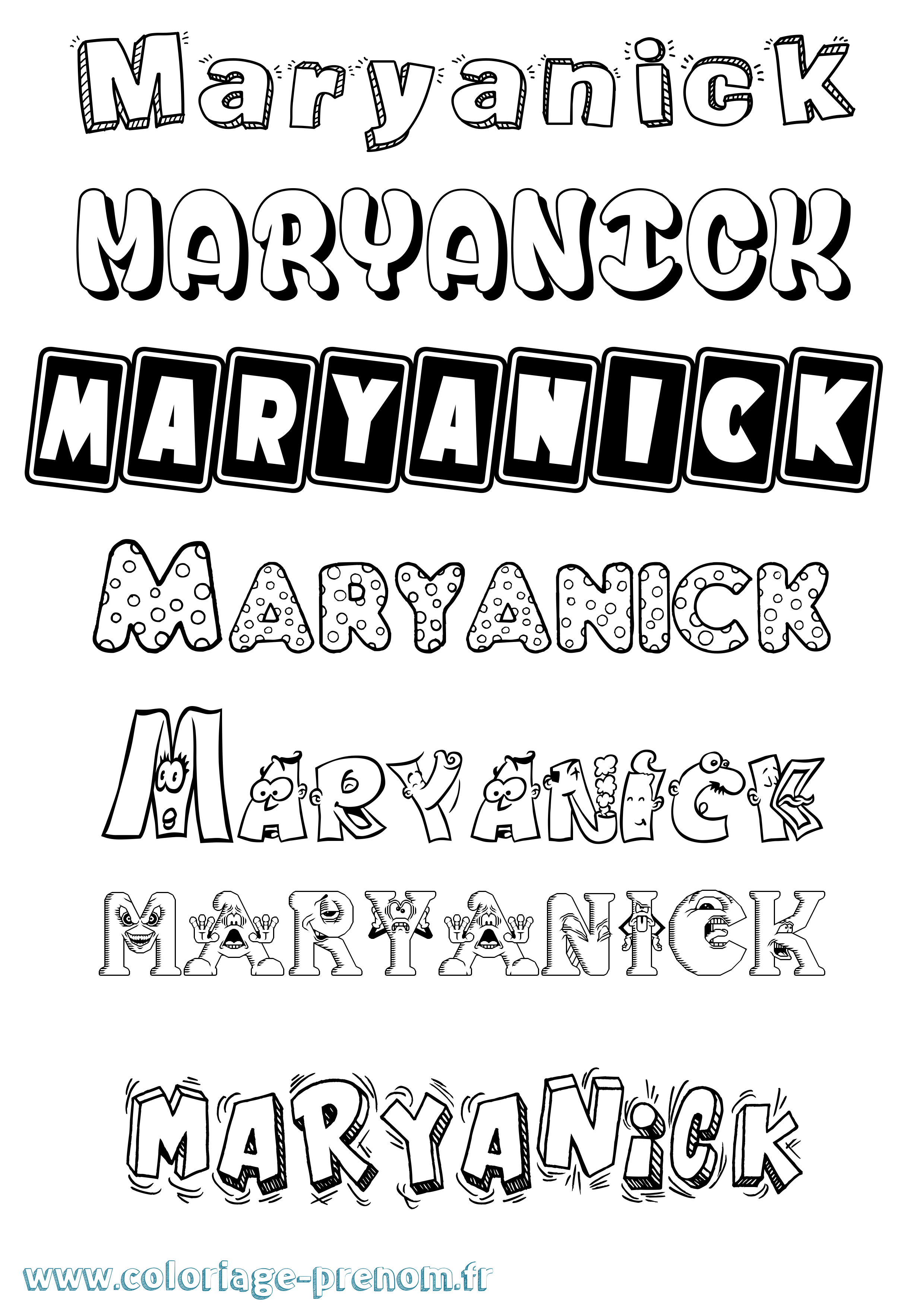 Coloriage prénom Maryanick Fun