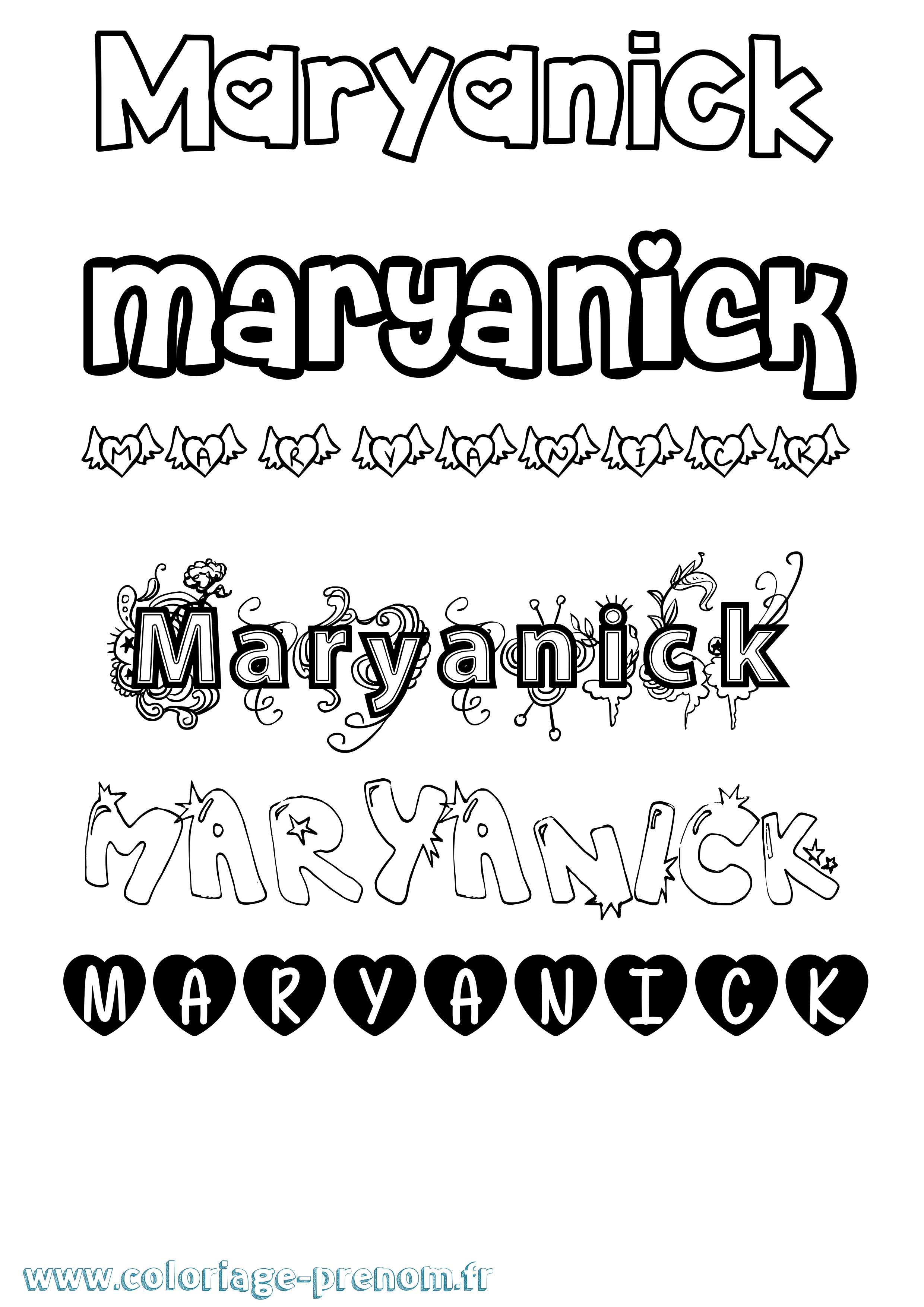 Coloriage prénom Maryanick Girly